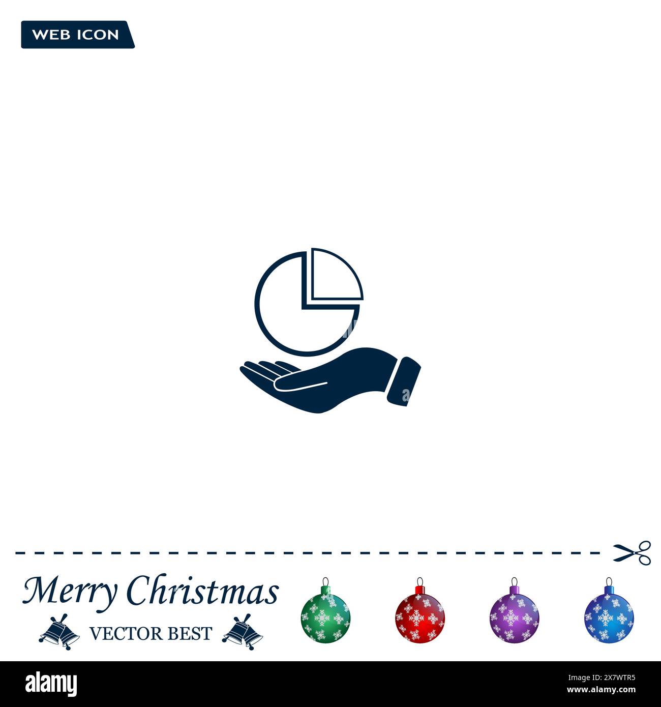 chart icon with hand, vector illustration. Flat design style Stock Vector