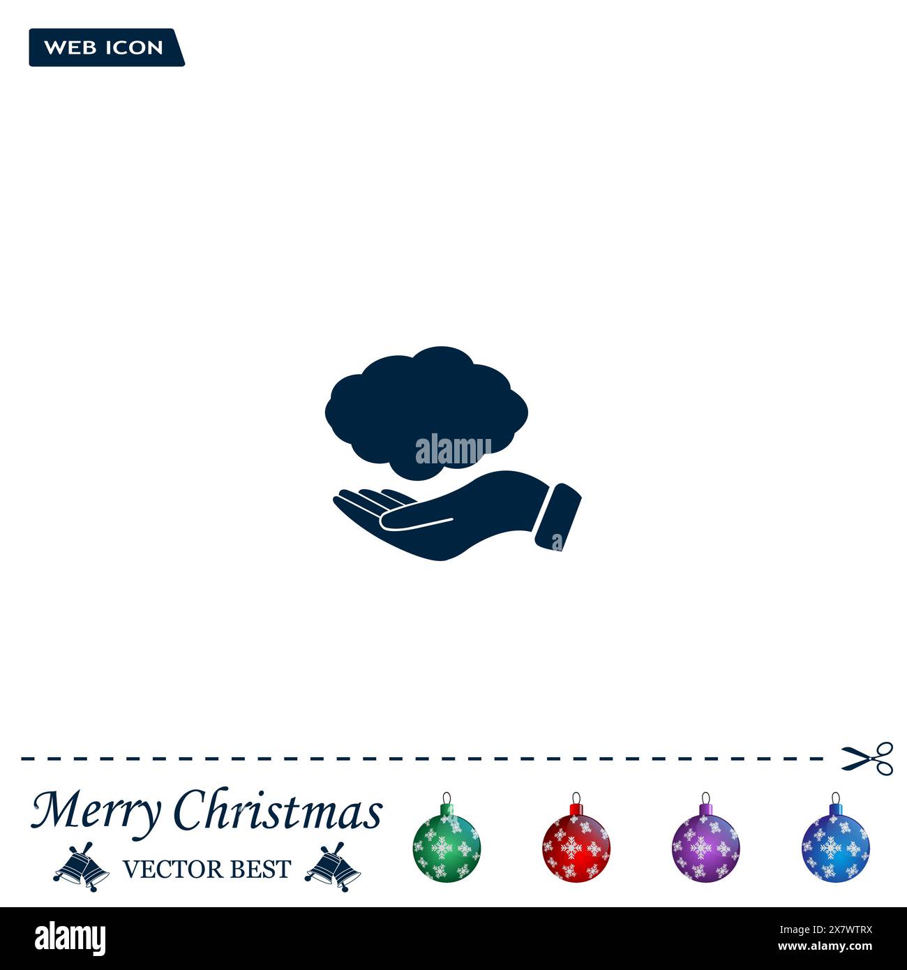 cloud on hand icon, vector illustration. Flat design style Stock Vector