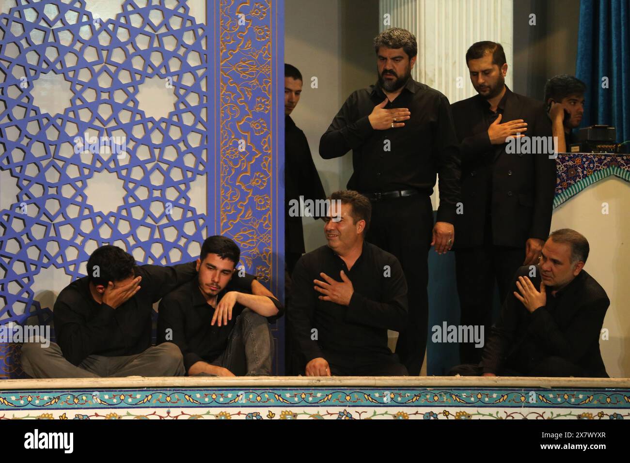 Tehran, Iran. 21st May, 2024. Iranians mourn for late president Ebrahim Raisi during a funeral procession ceremony at the Mossallah mosque in Tehran. Raisi was confirmed dead along with his foreign minister Hossein Amir-Abdollahian and six others on May 20, 2024, after search and rescue teams found their crashed helicopter in a fog-shrouded mountain region in Iran's East Azerbaijan province, sparking mourning in the Islamic Republic. (Credit Image: © Rouzbeh Fouladi/ZUMA Press Wire) EDITORIAL USAGE ONLY! Not for Commercial USAGE! Stock Photo