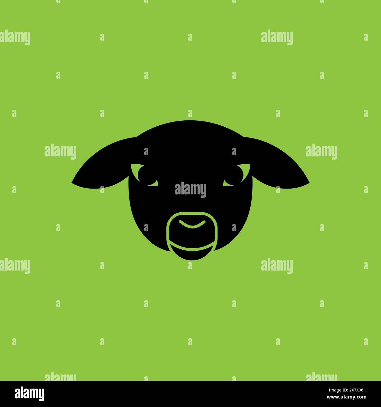 Sheep Head From Front. Iconic Style. Vector Stock Vector