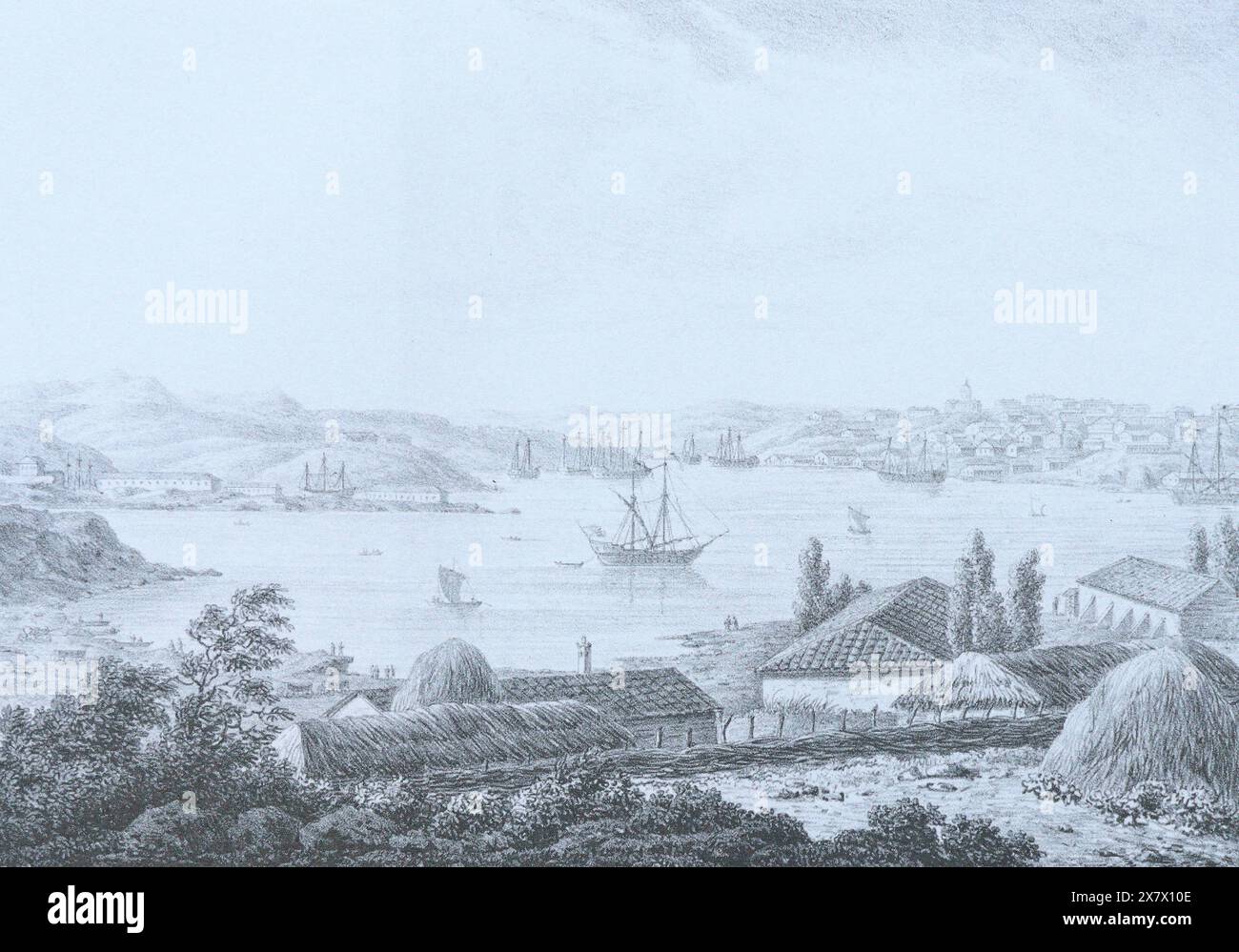 Sevastopol. Engraving by Karl Kügelchen from the 19th century. Stock Photo