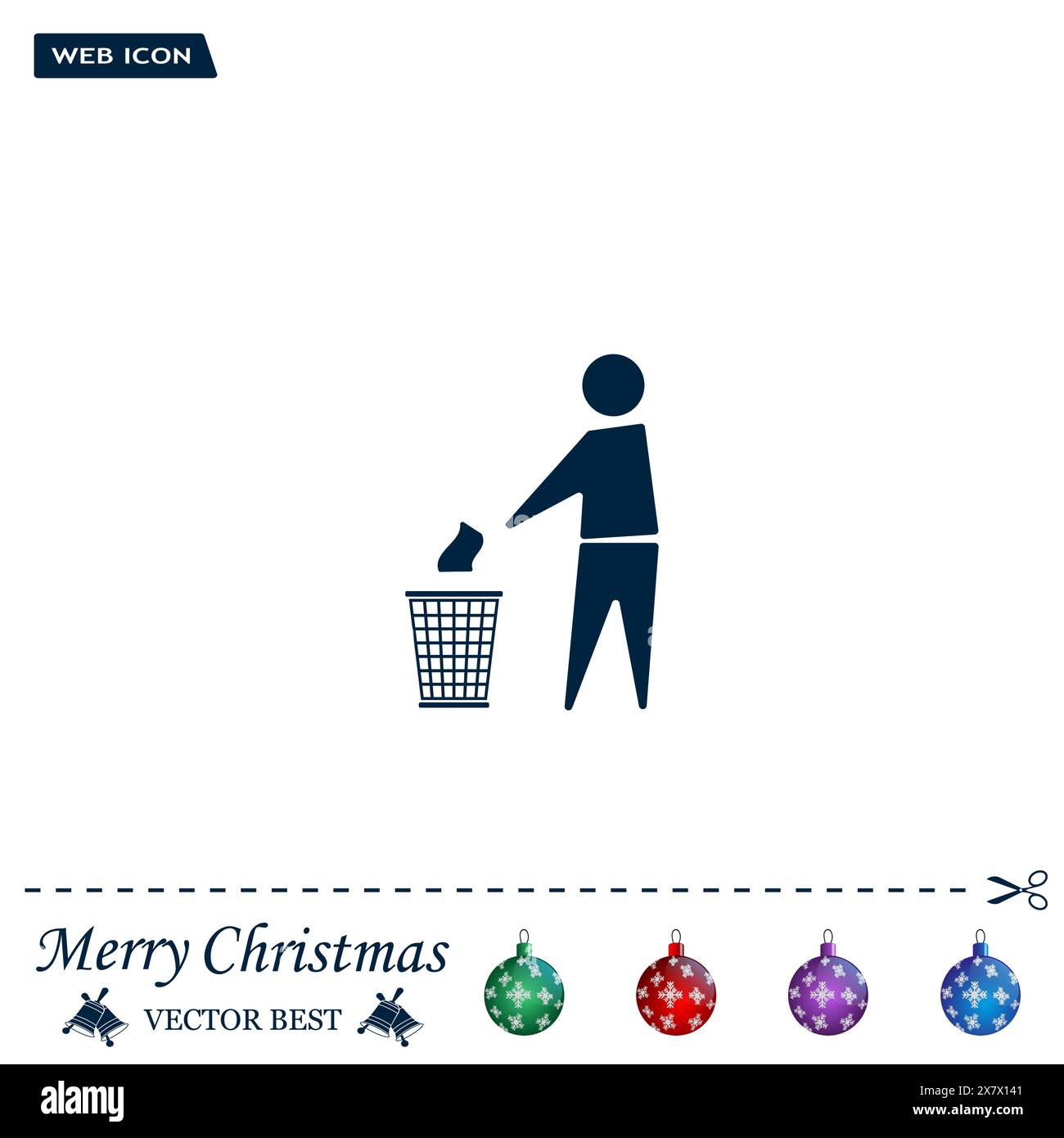 Trash bin or trash can with human figure symbol in vector with shadow Stock Vector