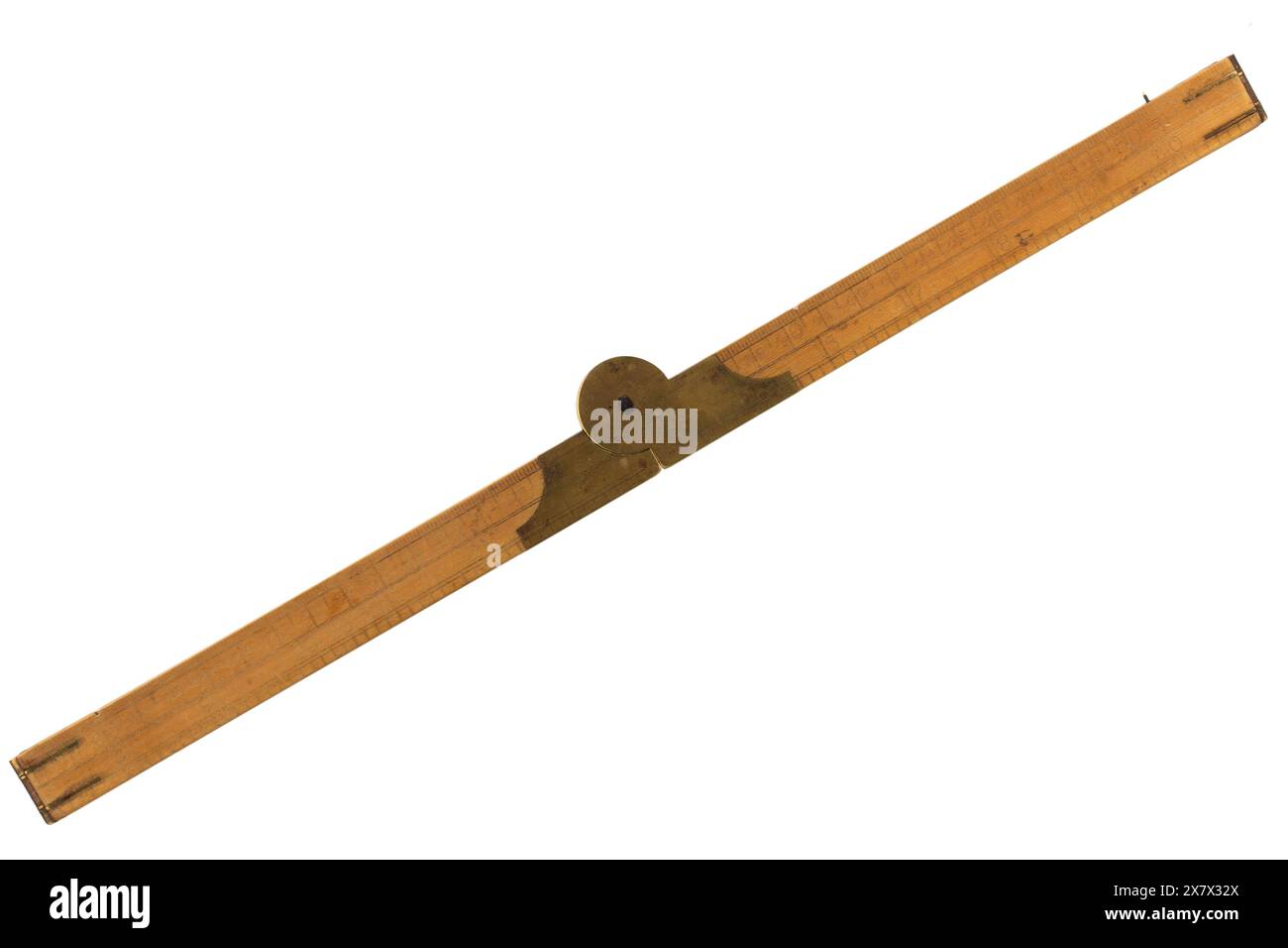 Old Level Ruler Image Vintage old folding ruler. Isolated on white background Stock Photo - Alamy