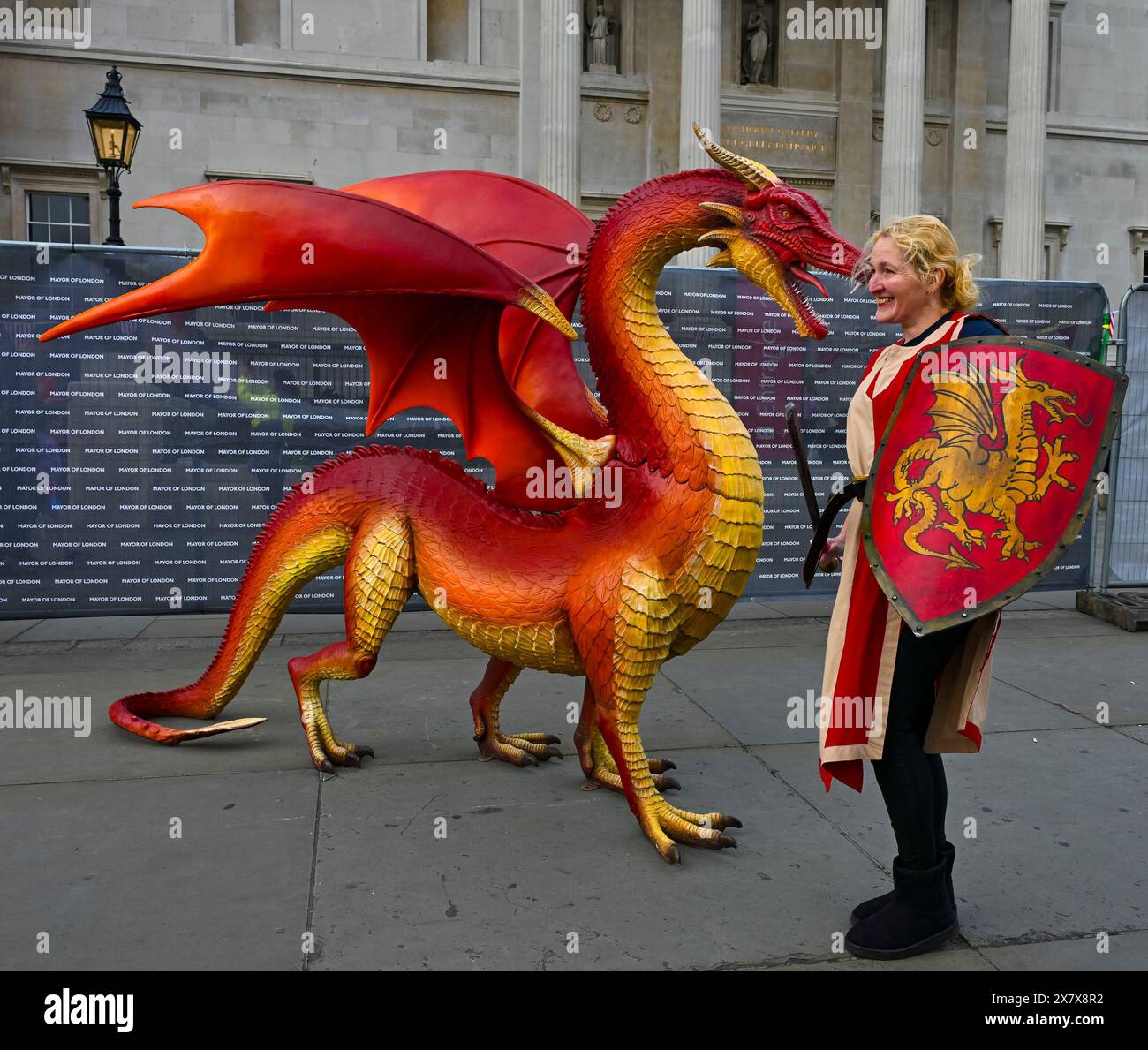 Saint George's Day celebrations, Trafalgar Square, London, England, U.K Stock Photo