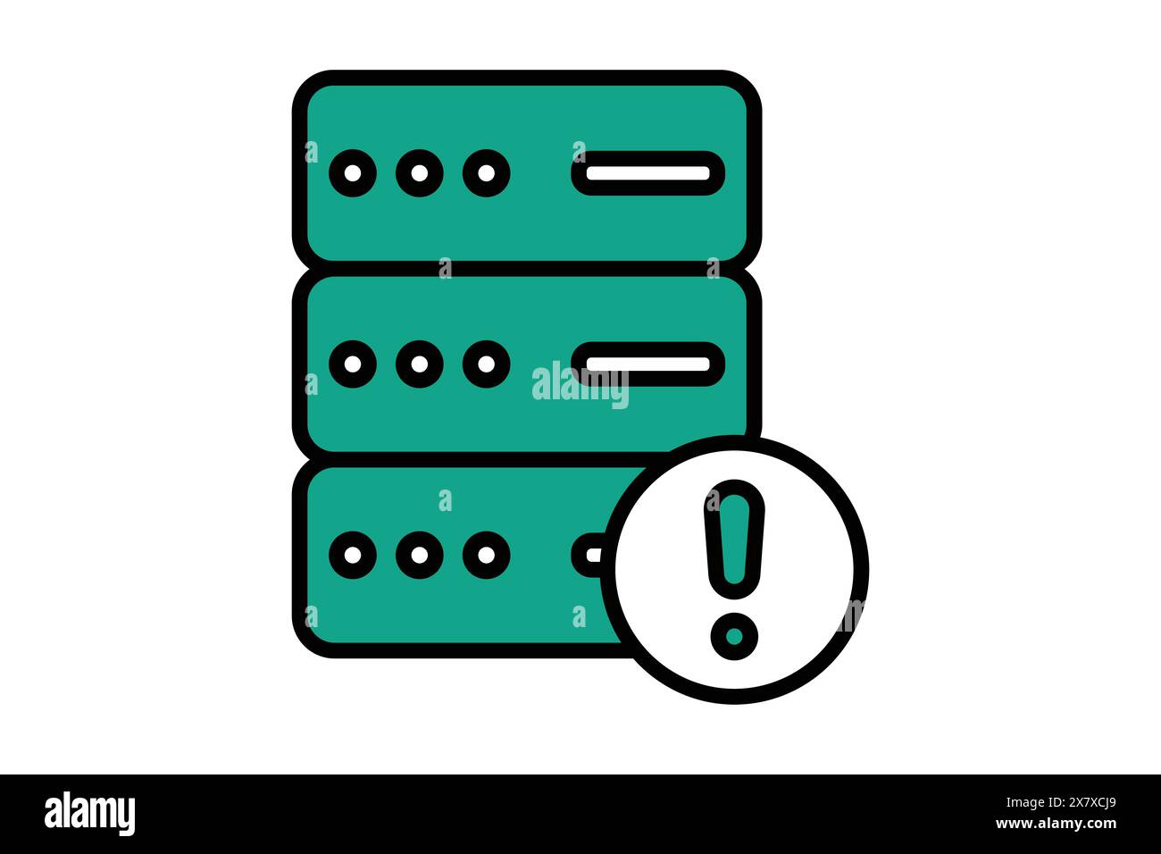 server error icon. server with exclamation mark. icon related to information technology. flat line icon style. technology element vector illustration Stock Vector