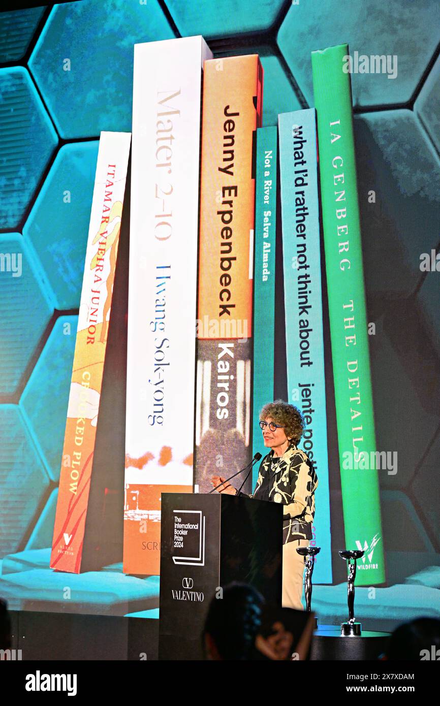 LONDON, ENGLAND - MAY 21 2024: Chair of the International Booker Prize 2024 judges Eleanor Wachtel speaks onstage at The International Booker Prize 2024 announcement at Tate Modern in London, England. Credit: See Li/Picture Capital/Alamy Live News Stock Photo