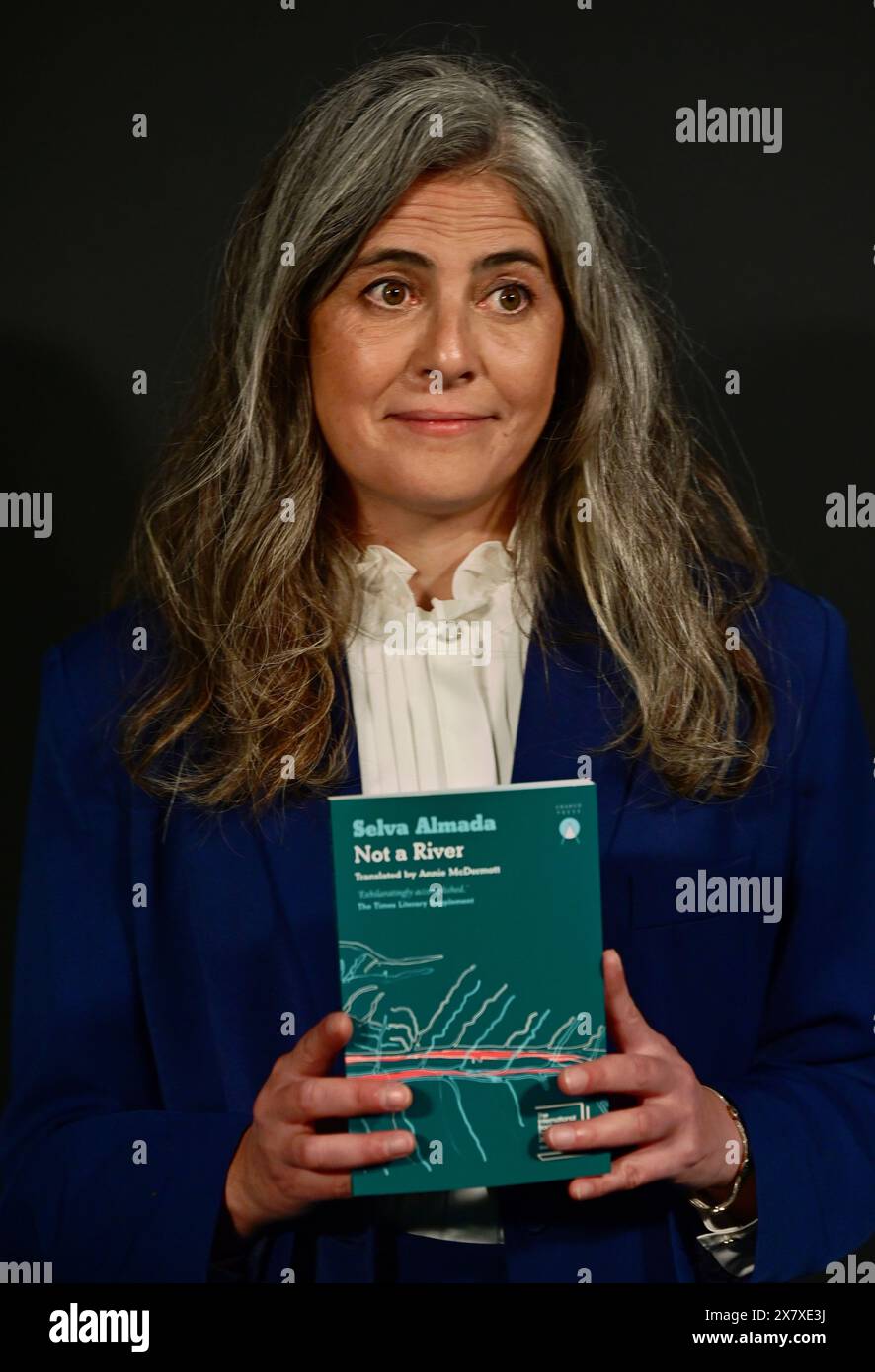 LONDON, ENGLAND - MAY 21 2024: Author Selva Almada with the shortlisted book 'Not a River'attends The International Booker Prize 2024 announcement at Tate Modern in London, England. Credit: See Li/Picture Capital/Alamy Live News Stock Photo