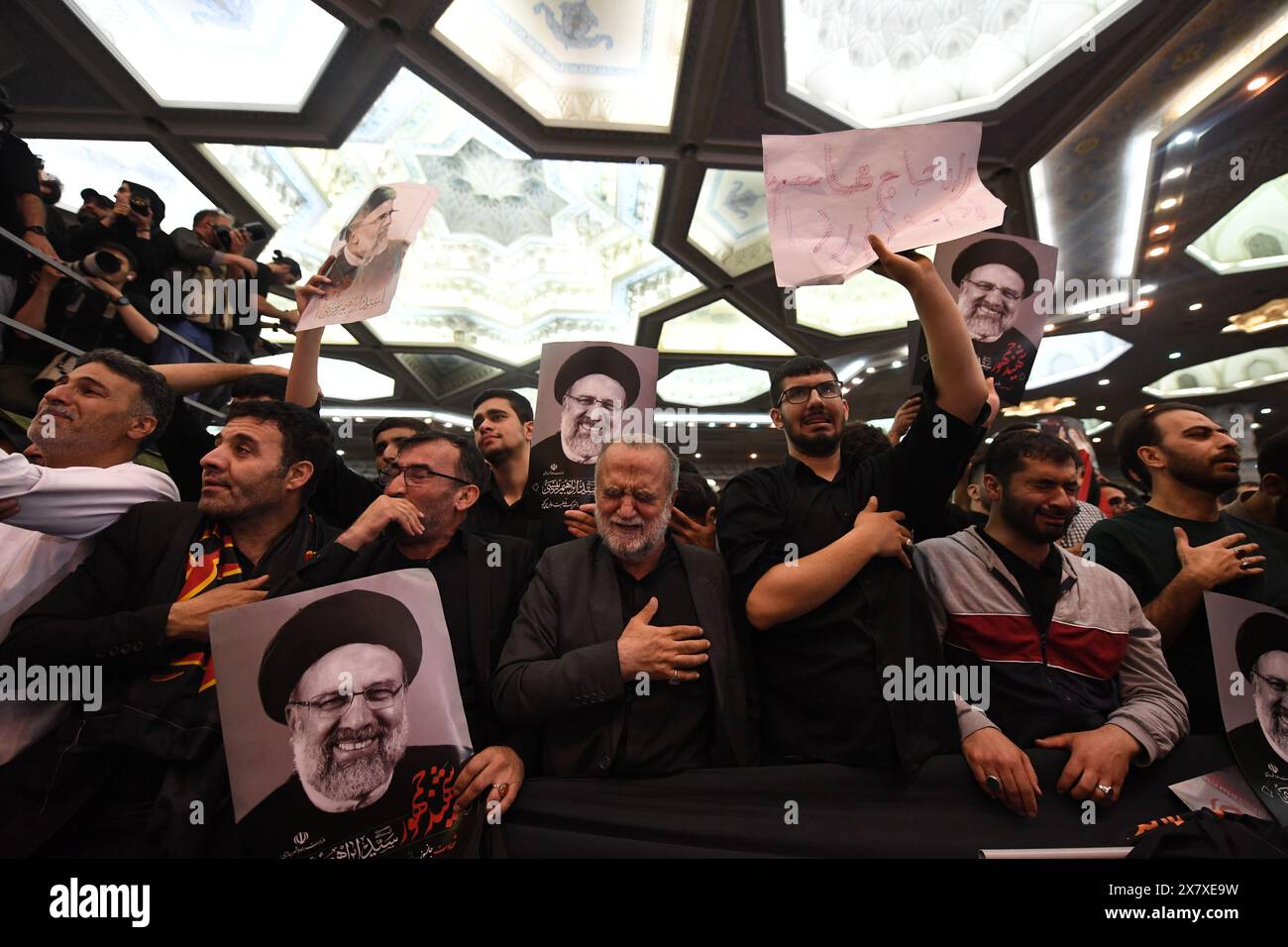 Tehran, Foreign Minister Hossein Amir-Abdollahian and others in Tehran. 21st May, 2024. People attend a farewell ceremony held for Iran's late President Ebrahim Raisi, late Foreign Minister Hossein Amir-Abdollahian and others in Tehran, May 21, 2024. People in Tehran on Tuesday attended, in large numbers, a farewell ceremony held for Iran's late President Ebrahim Raisi, late Foreign Minister Hossein Amir-Abdollahian and others after their bodies were transferred from the northwestern city of Tabriz to the capital city. Credit: Shadati/Xinhua/Alamy Live News Stock Photo