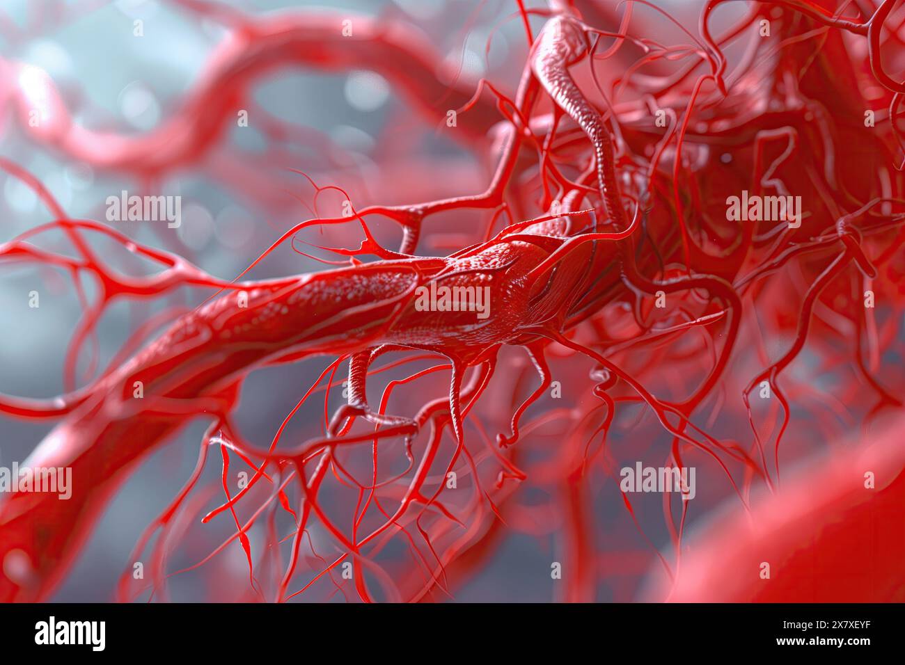 Close-Up Detailed View of Blood Vessel and Capillaries Stock Photo