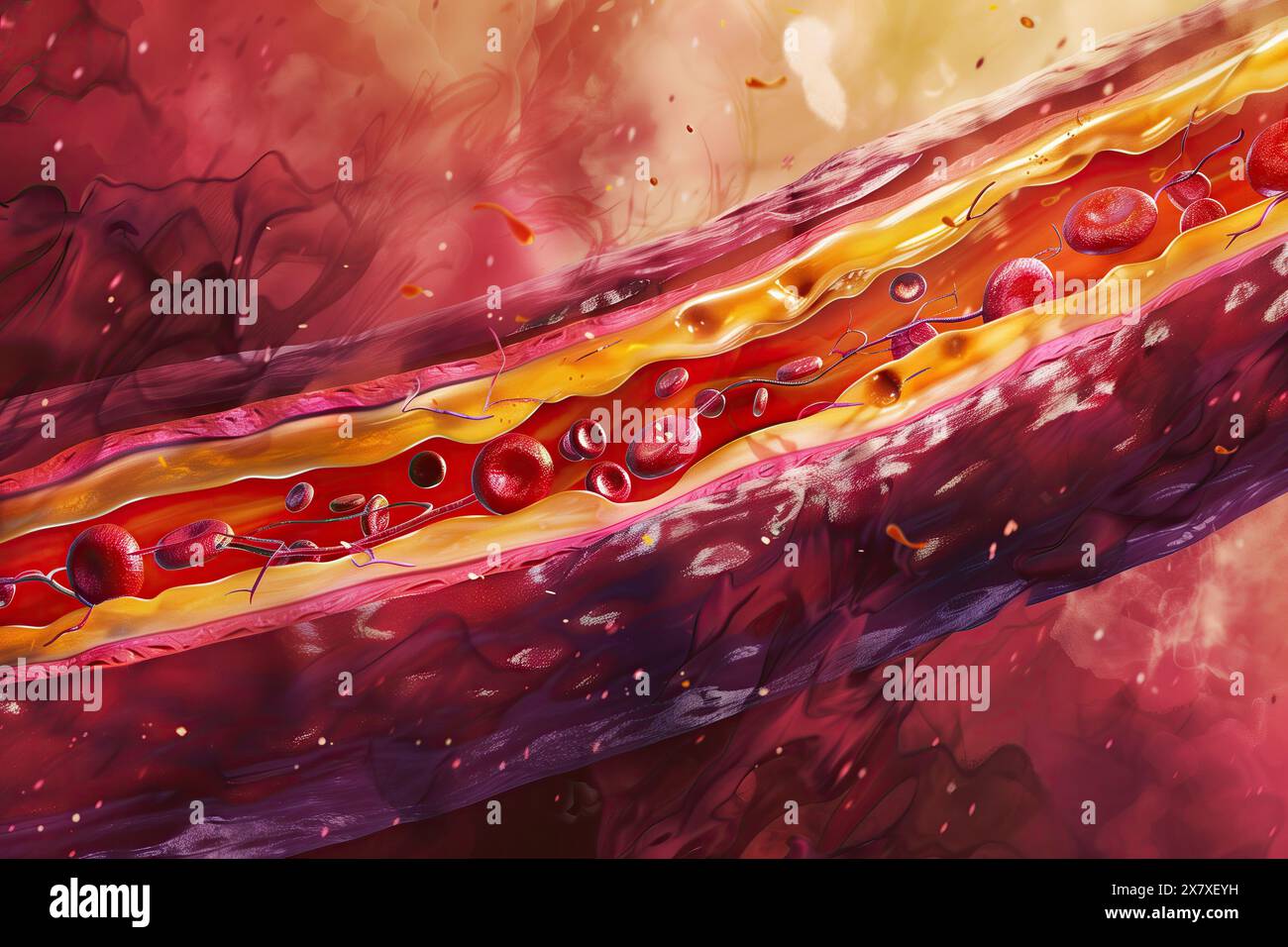 Cross-Sectional View of an Artery with Plaque Buildup Stock Photo - Alamy