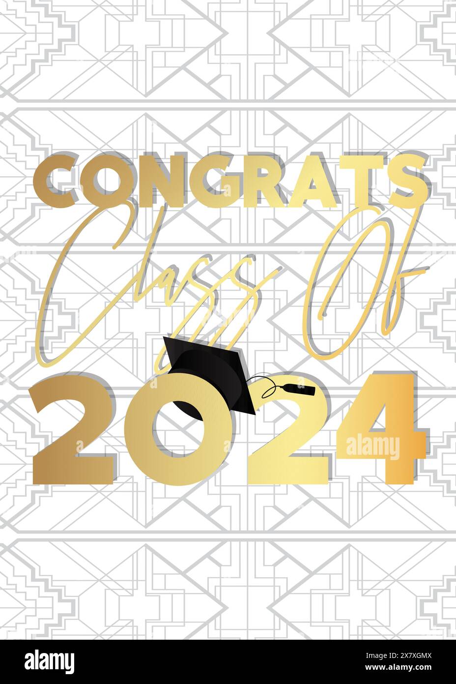 Black and gold class of 2024 Graduation design template on white ...