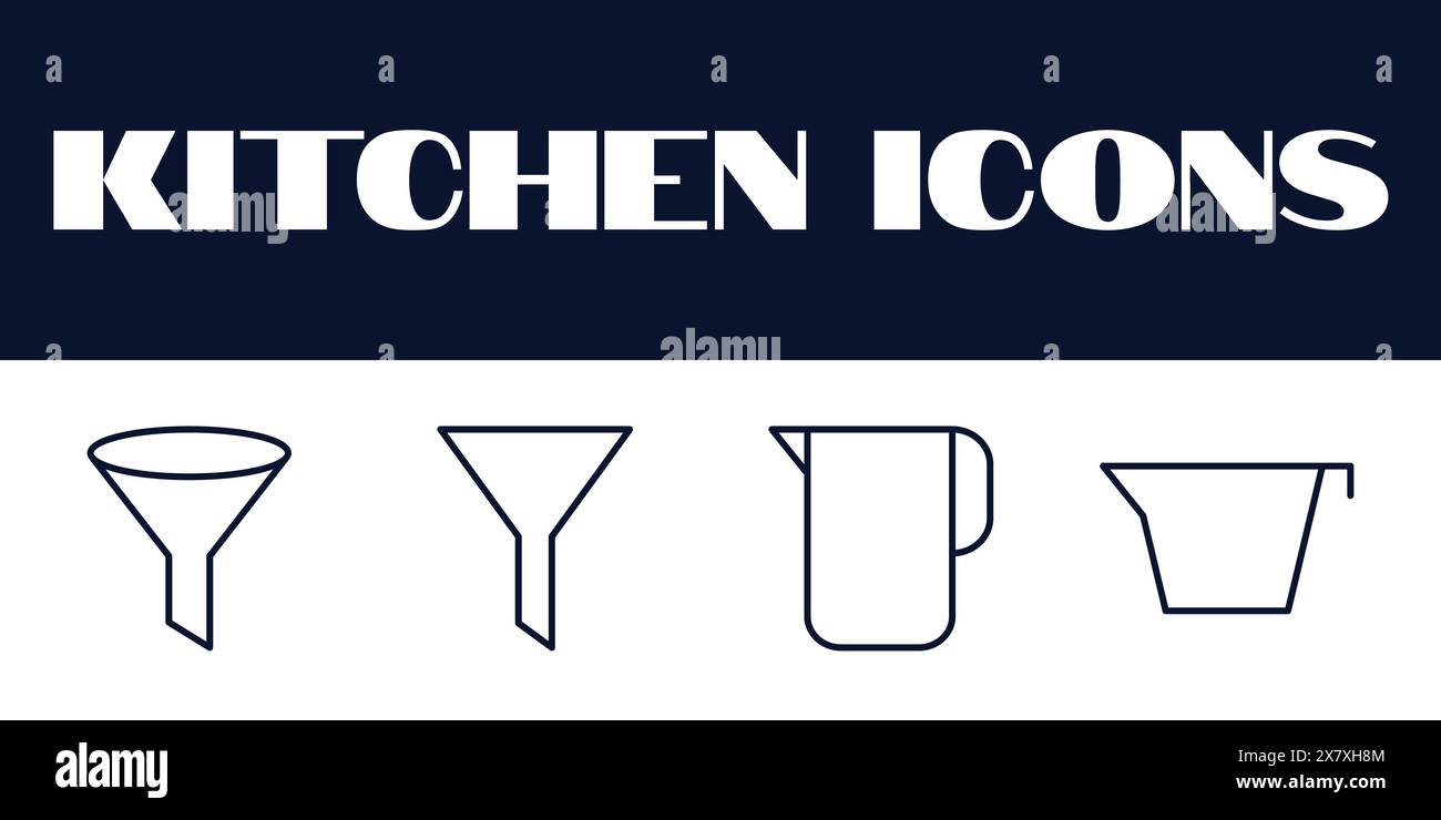 Kitchen icons set. kitchen line icons set vector. kitchen items tools vector icons. Stock Vector
