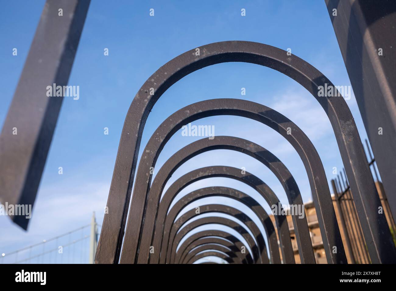A close up of a metal fence Stock Photo - Alamy