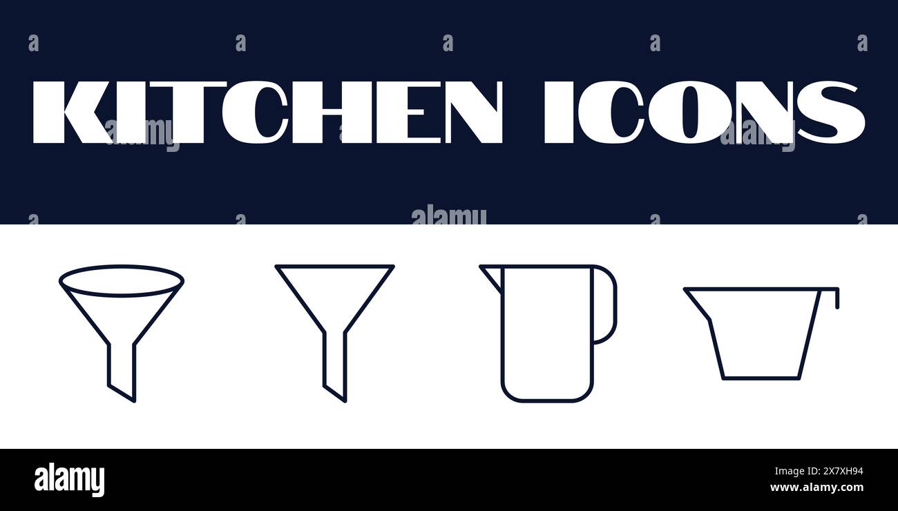 Kitchen icons set. kitchen line icons set vector. kitchen items tools vector icons. Stock Vector