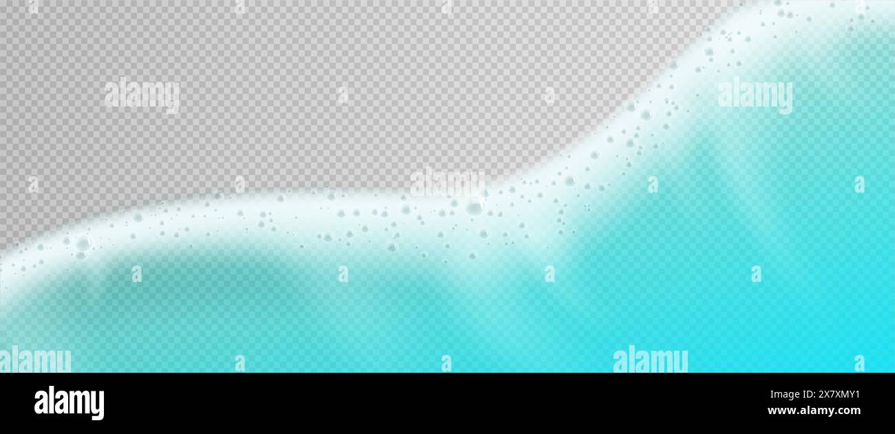 Top view on sea or ocean blue water wave with white foam on transparent ...