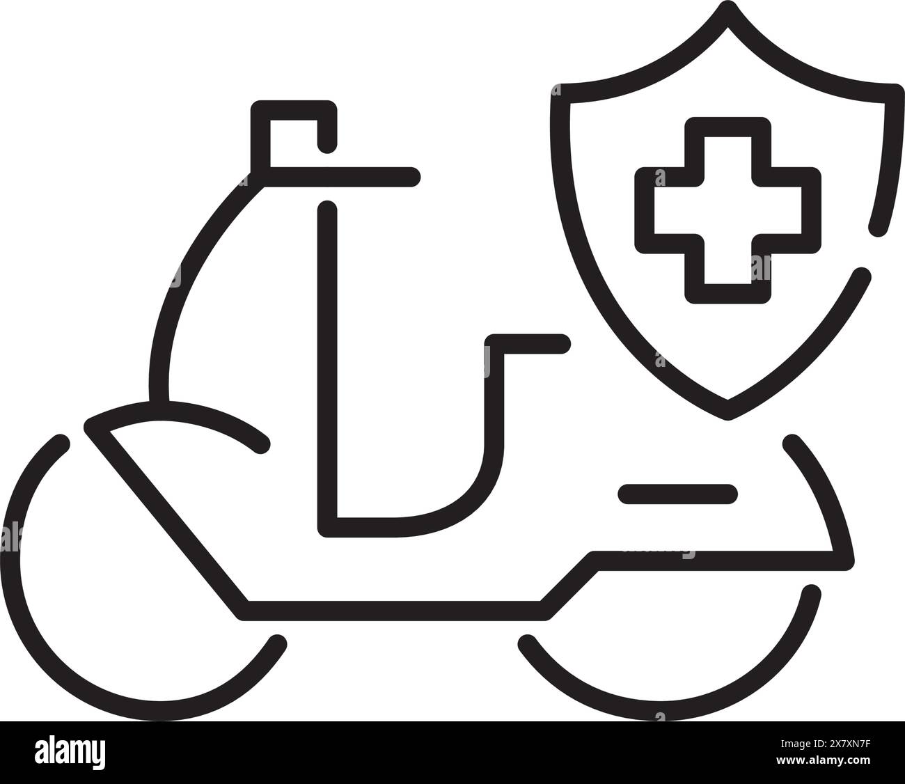 Motorbike accident healthcare insurance. Pixel perfect vector icon 