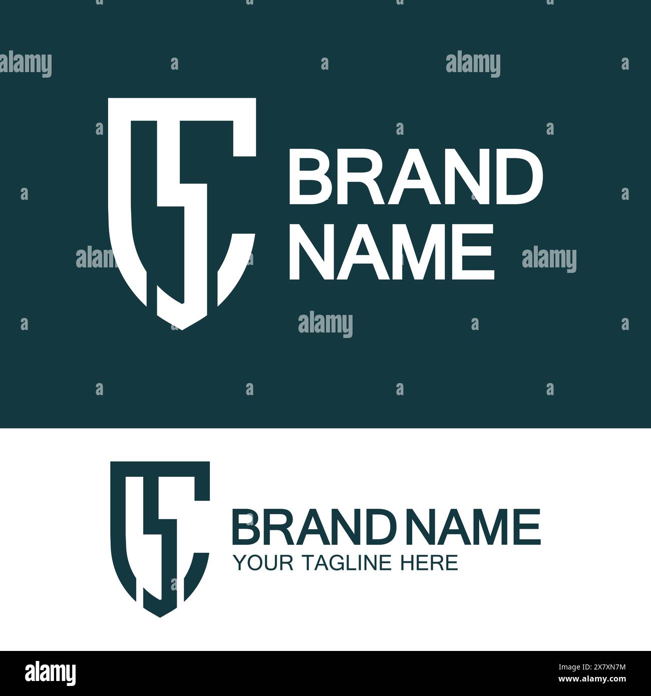 CS Logo or SC Logo. Creative letter CS or SC monogram logo shield  shape. Stock Vector
