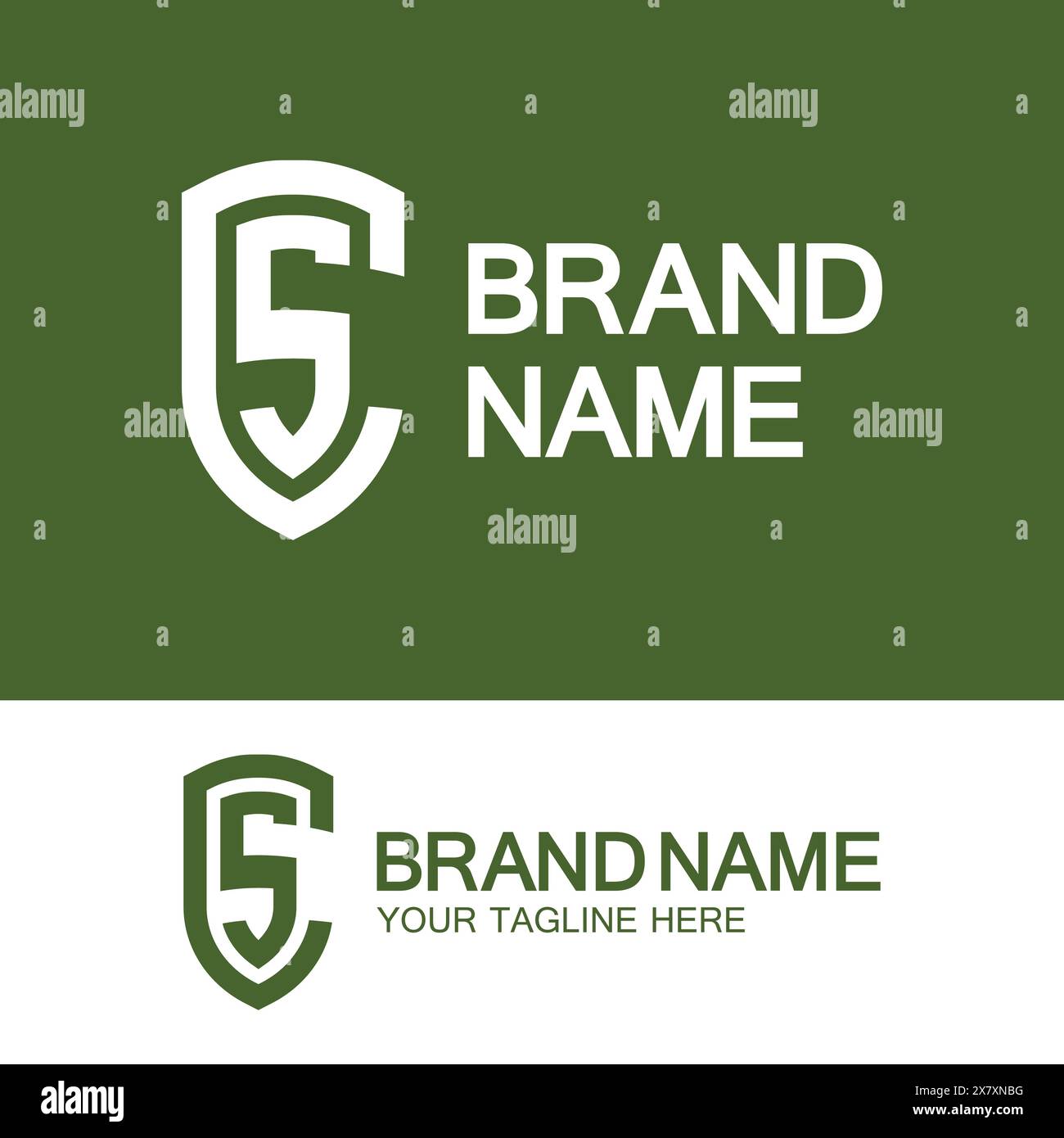 CS Logo or SC Logo. Creative letter CS or SC monogram logo shield  shape. Stock Vector