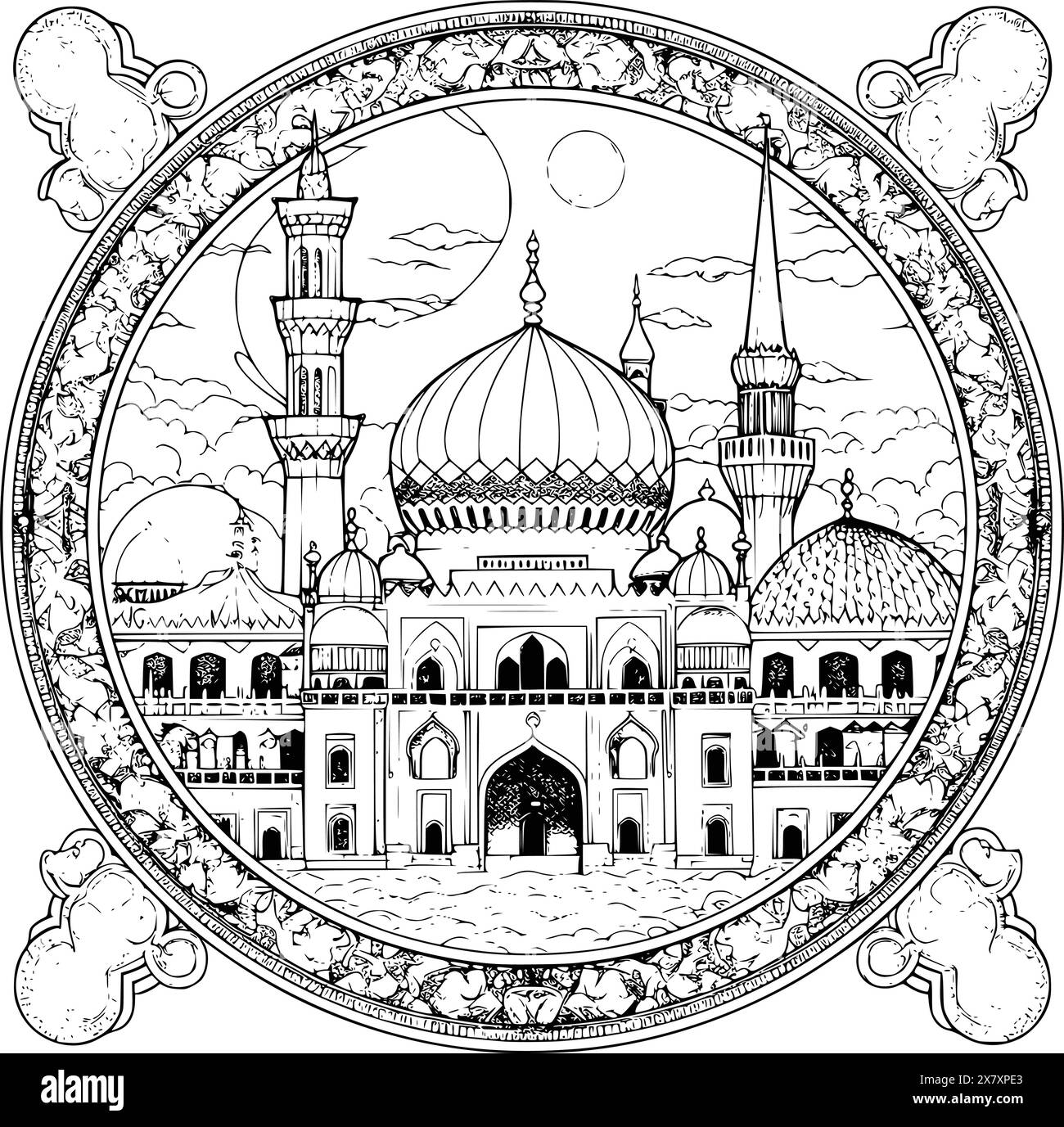 Eid Mubarak Coloring Page For Kids Stock Vector Image & Art - Alamy