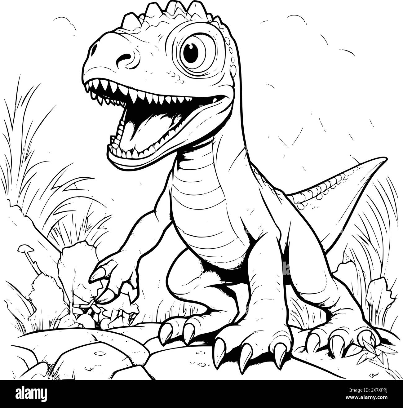 Dinosaur Coloring Pages Drawing For Kids Stock Vector