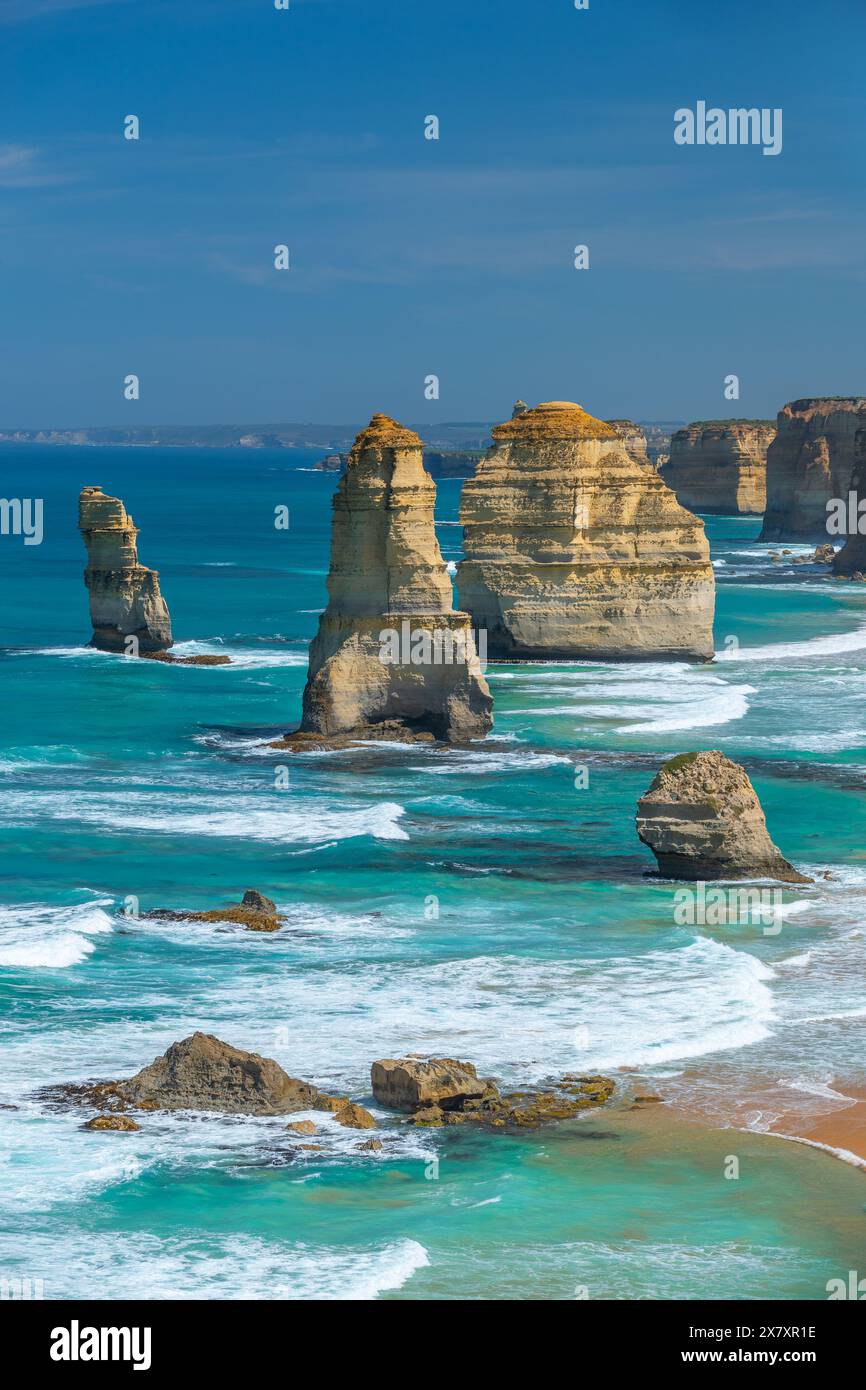 The 'Twelve Apostles' limestone stacks at Port Campbell National Park on the Great Ocean Road in Victoria, Australia. Stock Photo