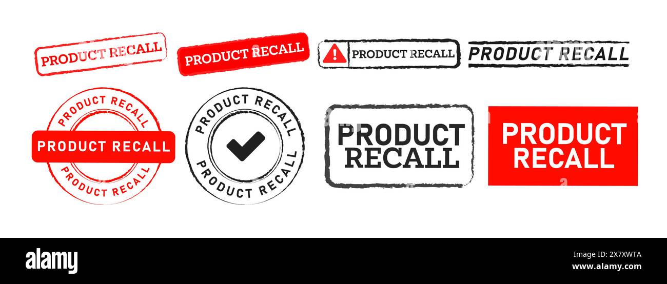 black and red rubber stamp label sticker product recall sign for ...