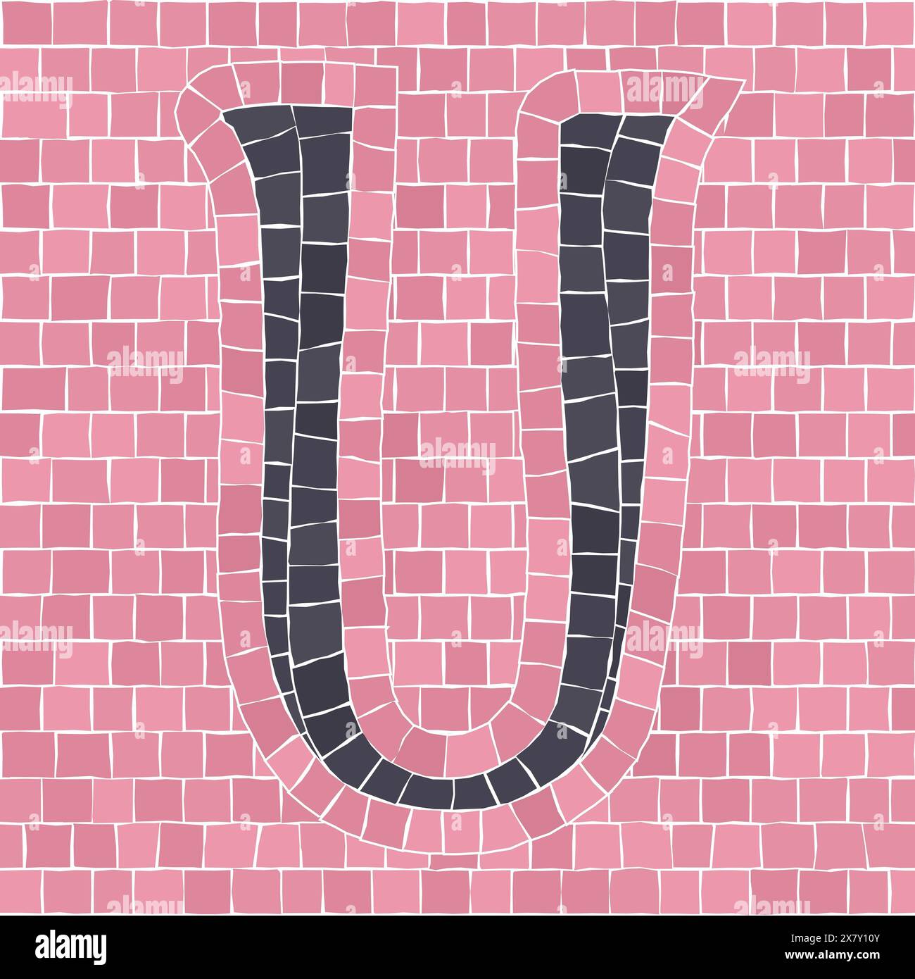 Mosaic tiles letter U. EPS 10 editable flat design vector seamless horizontal pattern Stock Photo