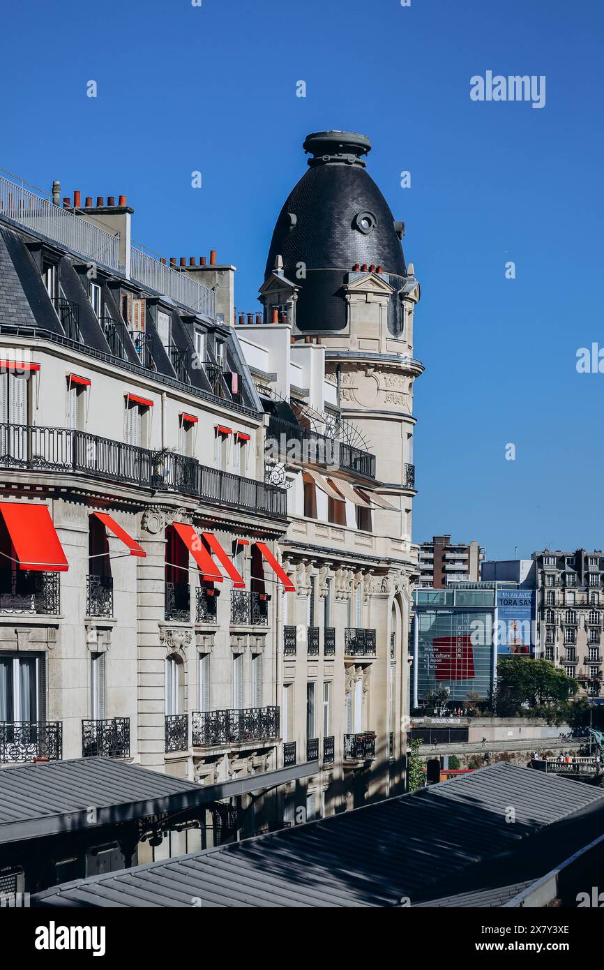 Passy district in Paris, and a turret of the old 19th century house