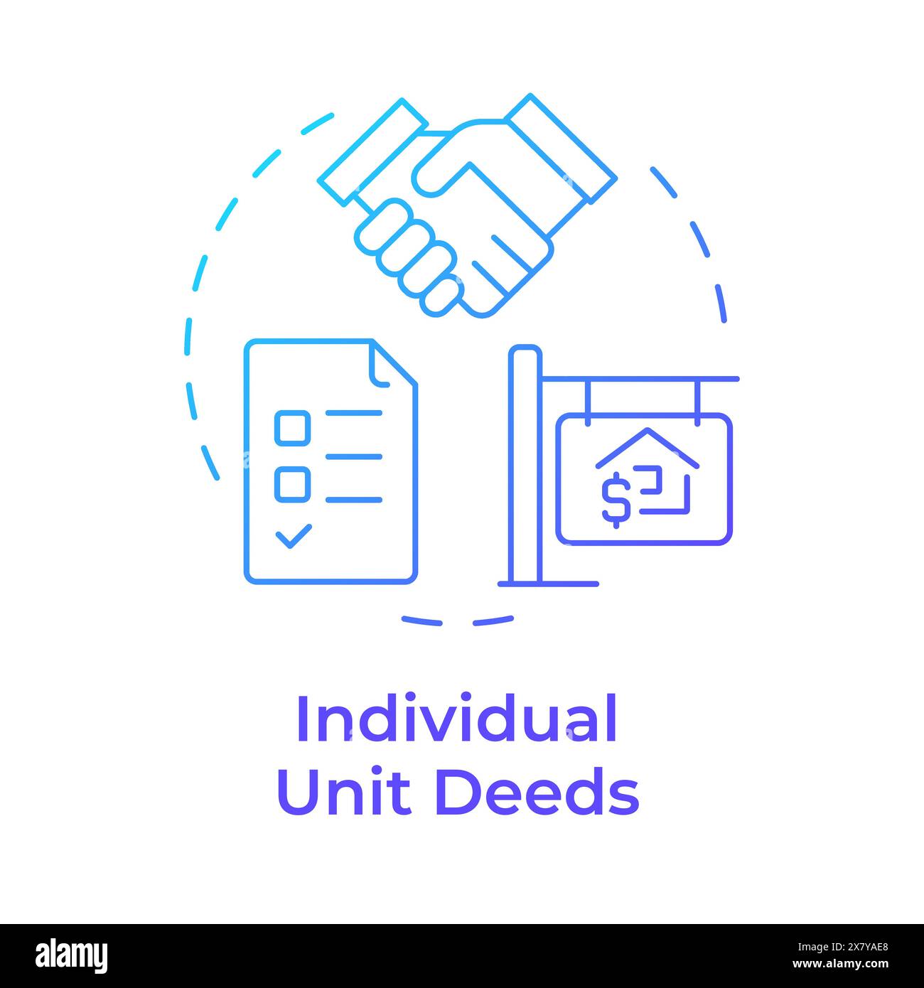 Individual unit deeds blue gradient concept icon Stock Vector