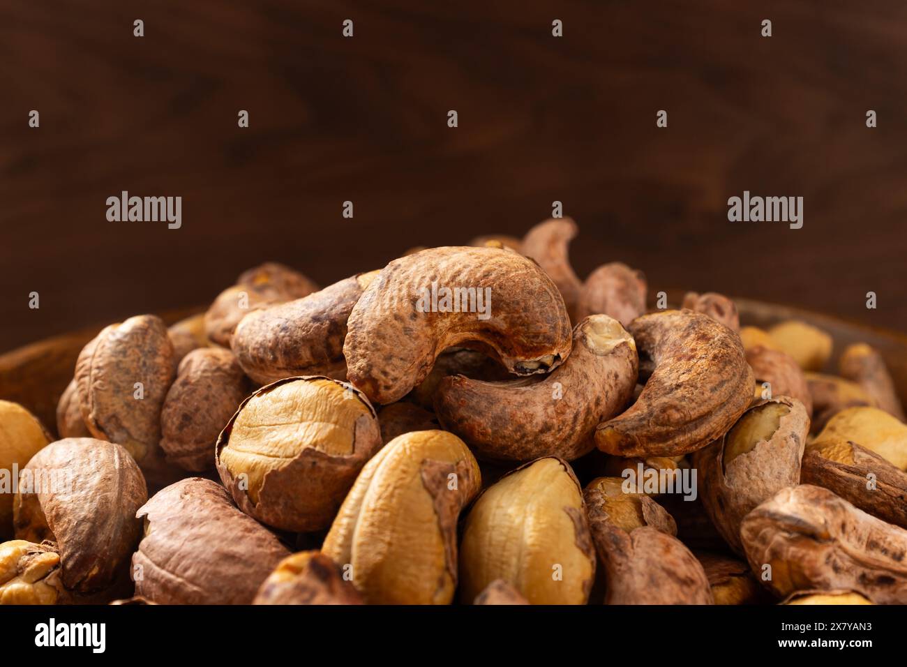 Roasted cashew nuts with shells stock photo alamy