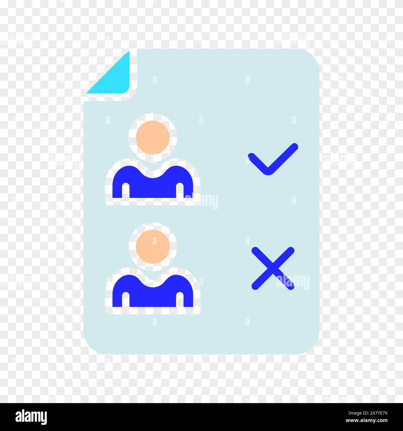 Bulletin with tick and cross icon. Elections, analysis, evote, check stamps, voting, candidate, voter, polling station, president, parliament, electro Stock Vector