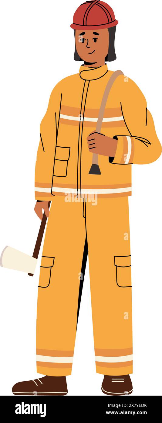 Firefighter character in uniform. Isolated vector illustration Stock ...