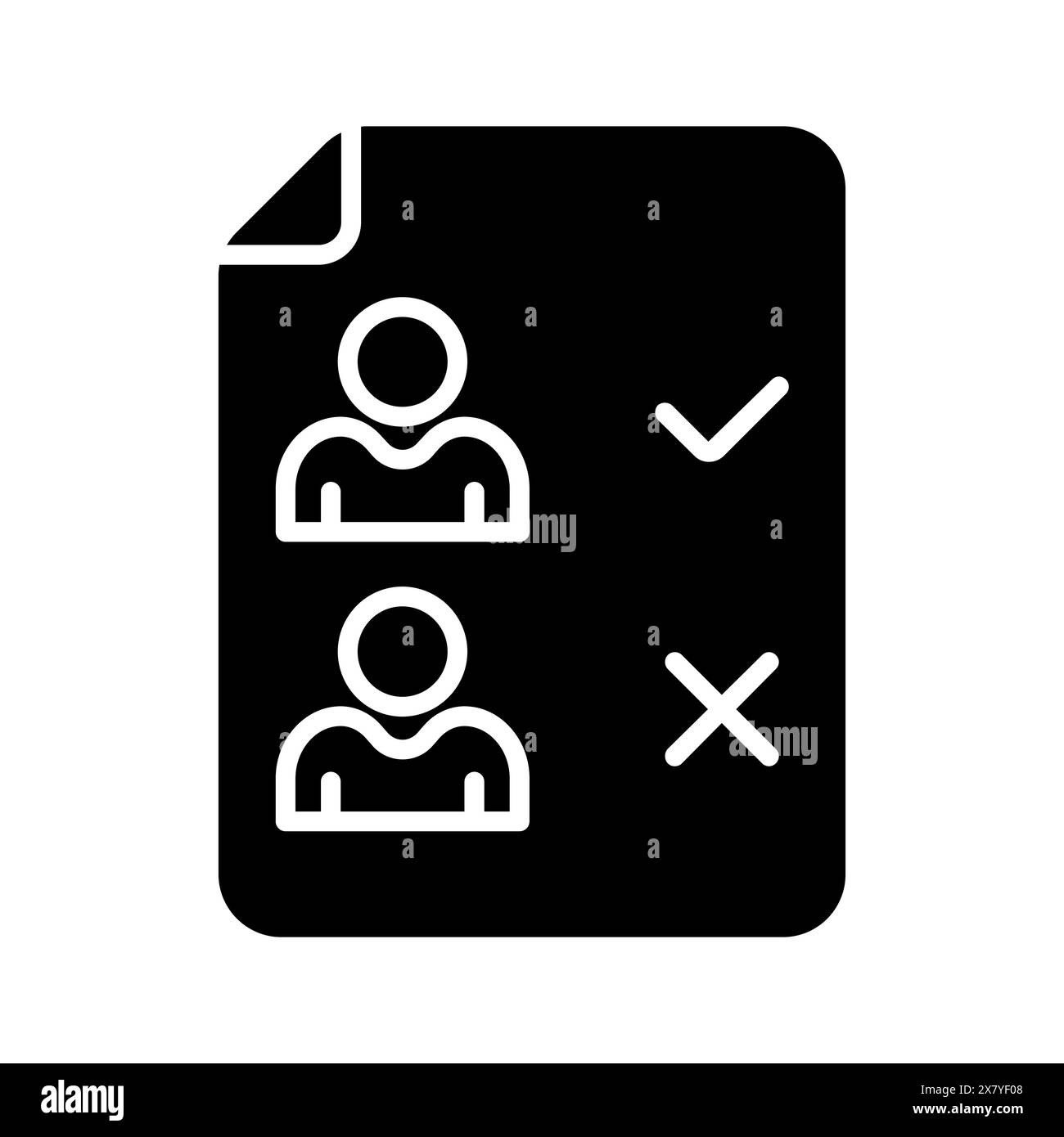 Bulletin with tick and cross icon. Elections, analysis, evote, check stamps, voting, candidate, voter, polling station, president, parliament, electro Stock Vector
