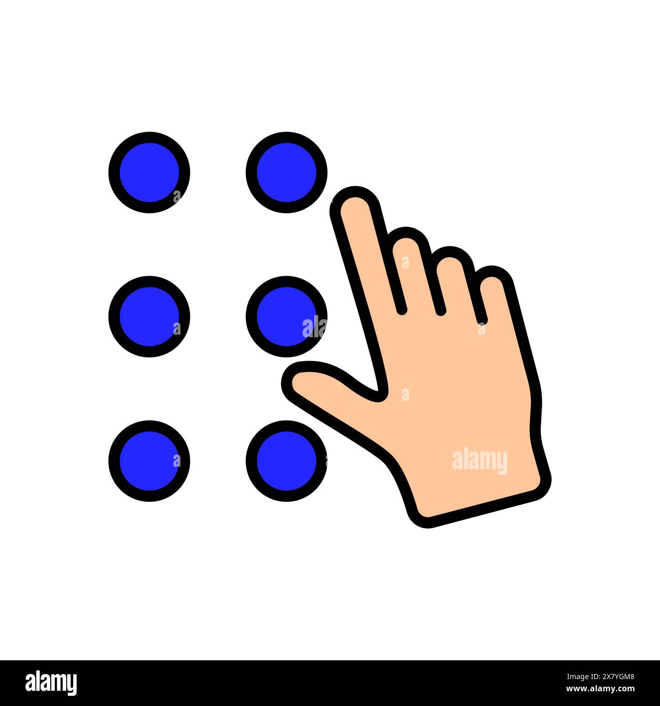 World Braille day line icon. Blindness, cecity, ablepsia, loss of sight