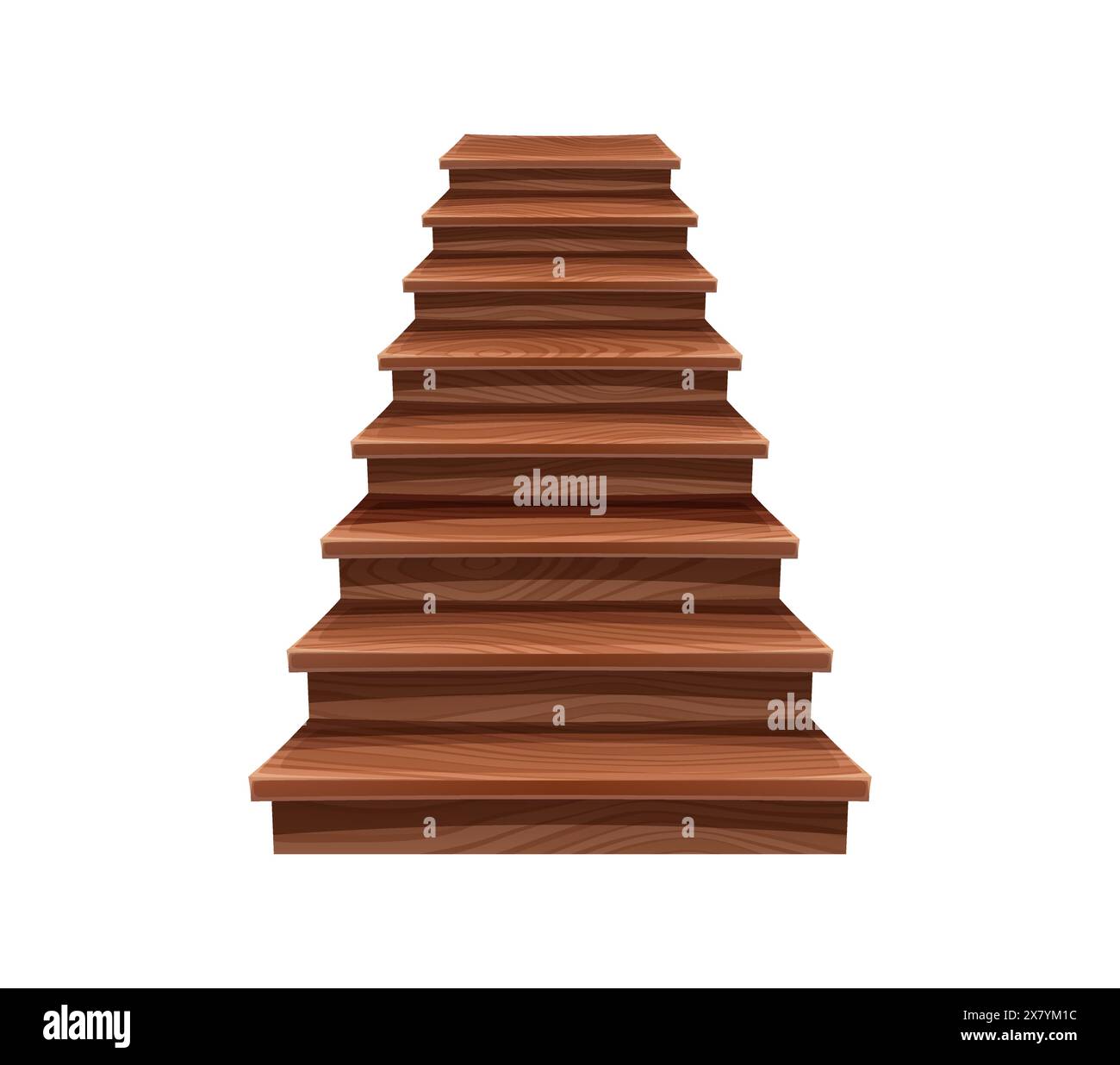 Wooden stairs, staircase and stairway for arcade game UI, cartoon ...