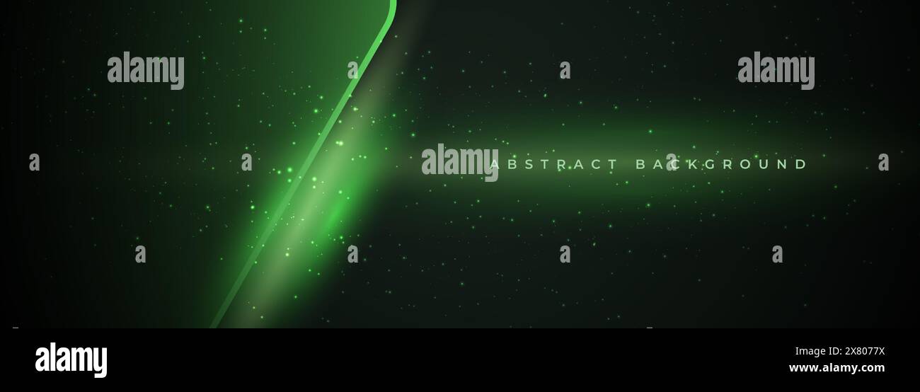 Dark green 3d vector abstract technology background with sparks. Stock Vector