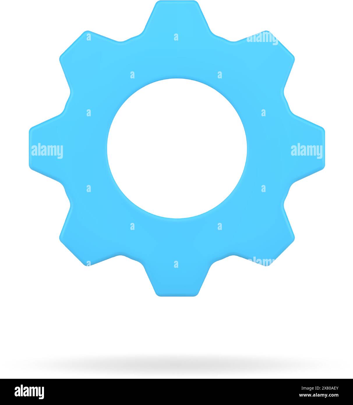 Volumetric blue gear. Optimization and business development of new project. Industrial engineering with technological machine work. Teamwork digital p Stock Vector