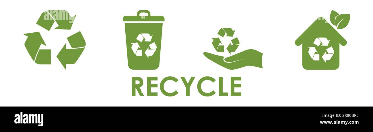 Set of vector recycling icons, environmental icons Stock Vector Image ...