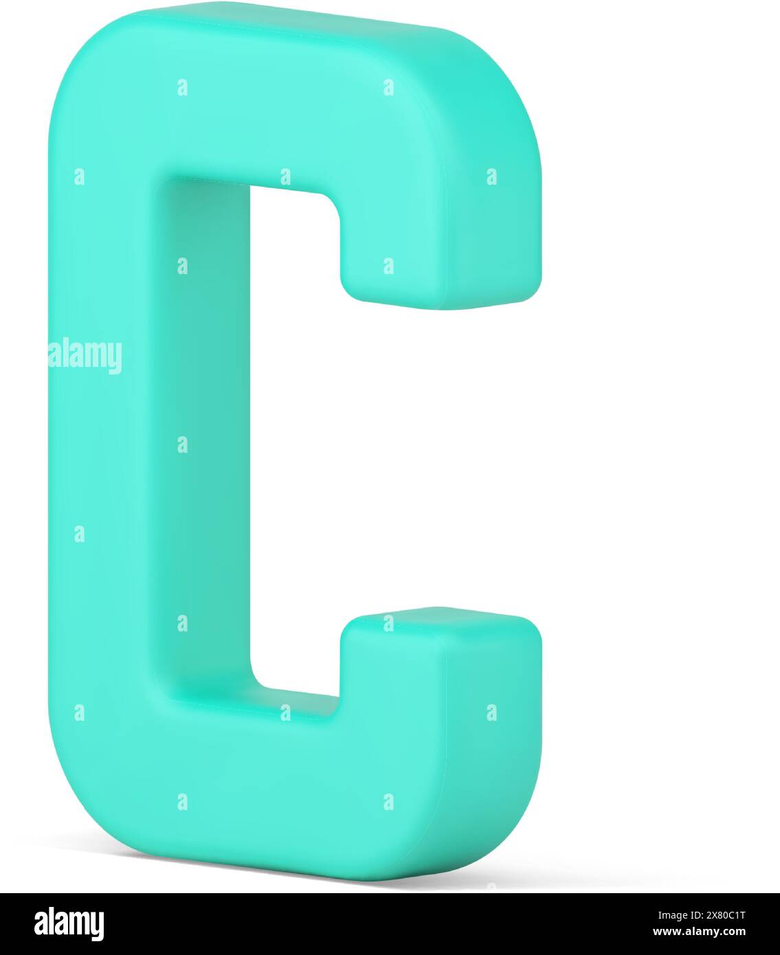 Green letter C 3d icon. Language symbol for volumetric typography. Educational sign for text and learning basics of reading. Lexical element of creati Stock Vector