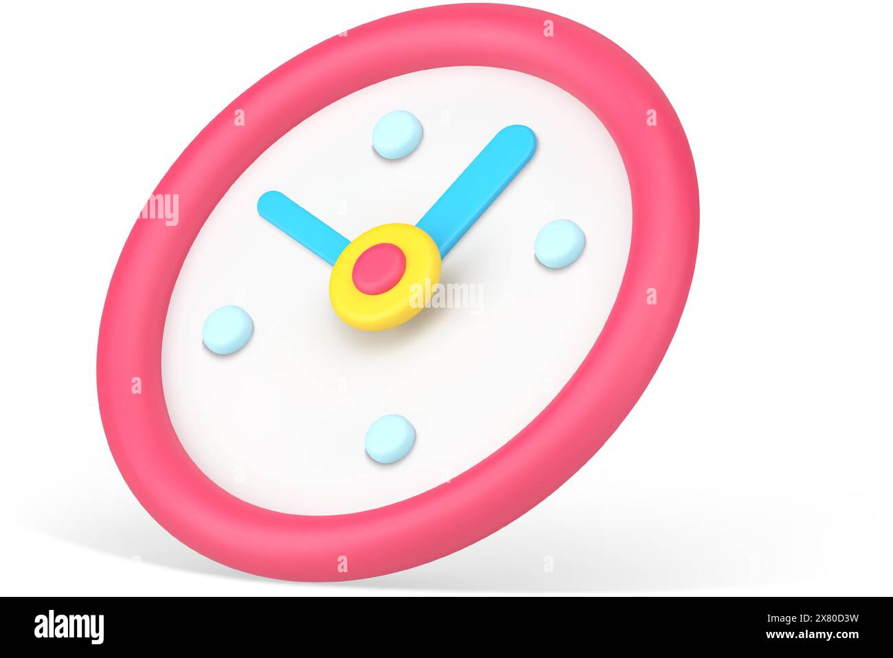 Minimalistic round clock 3d icon. Red wall timer with blue arrows ...