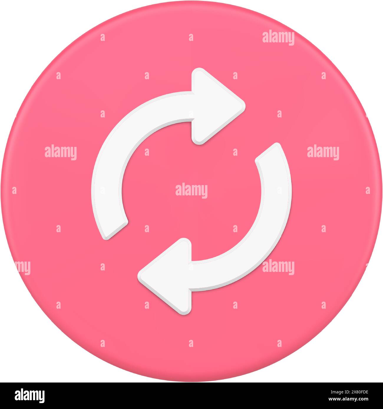 Pink rotation arrows refresh designator 3d button icon vector ...