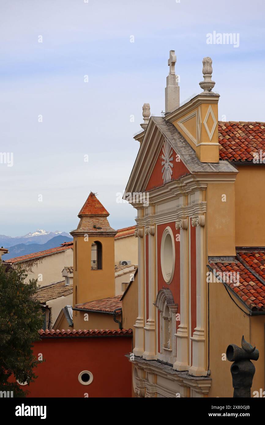 Baroque facade of the ancient cathedral in Antibes, view from the ...