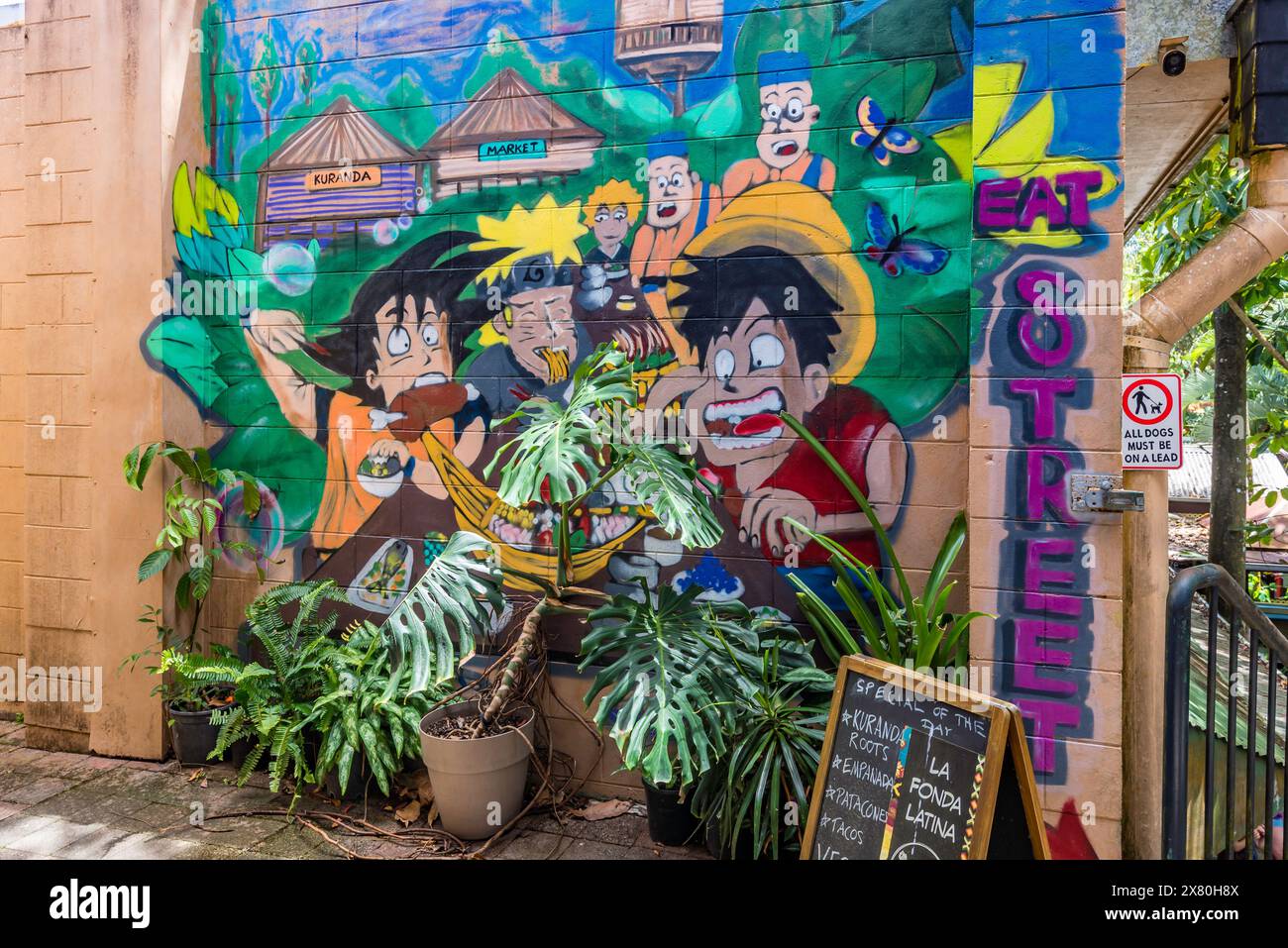 Street art at the original Kuranda Village market stalls in North ...