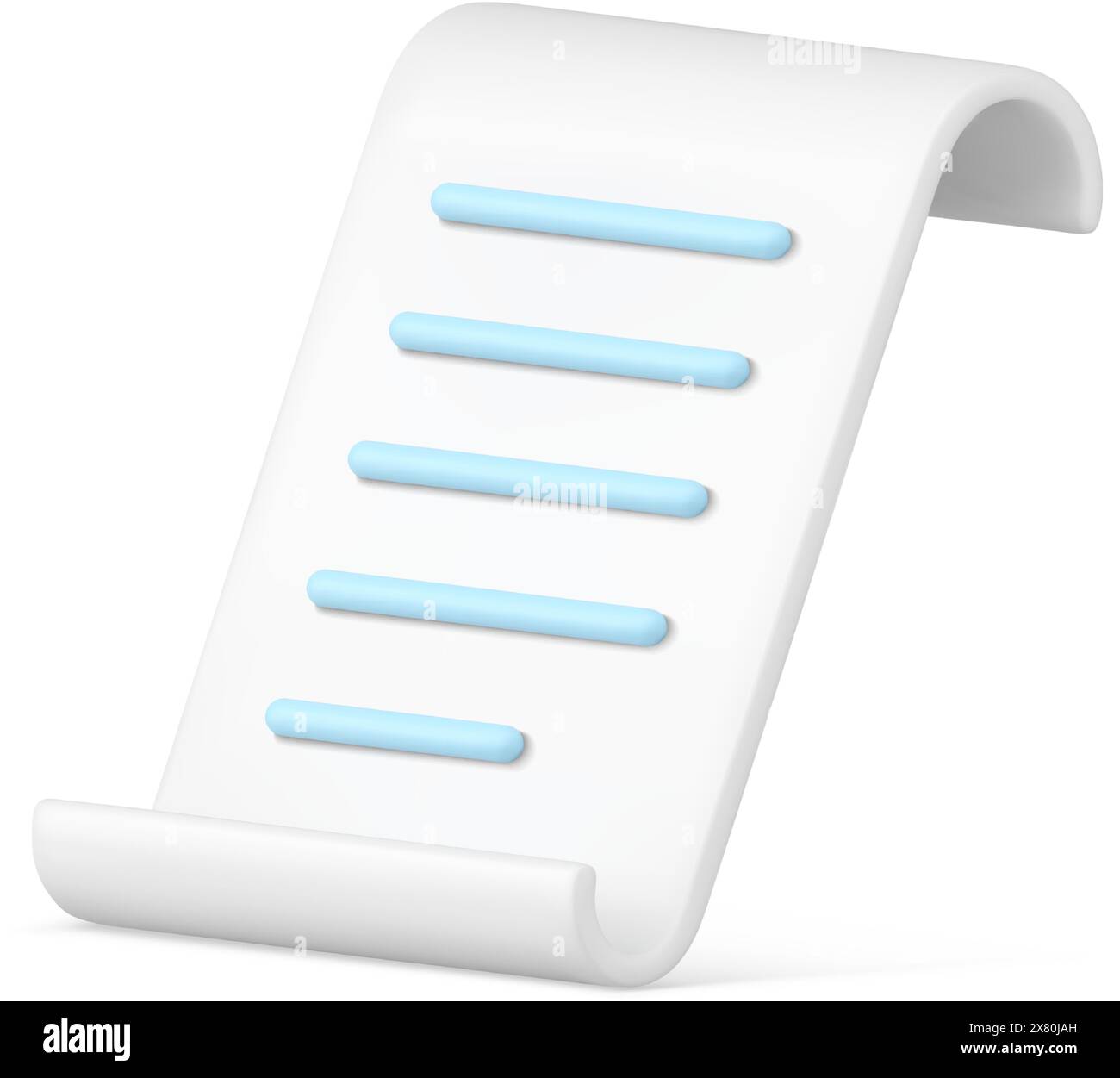 Curved white diagonal placed paper page with text information business ...