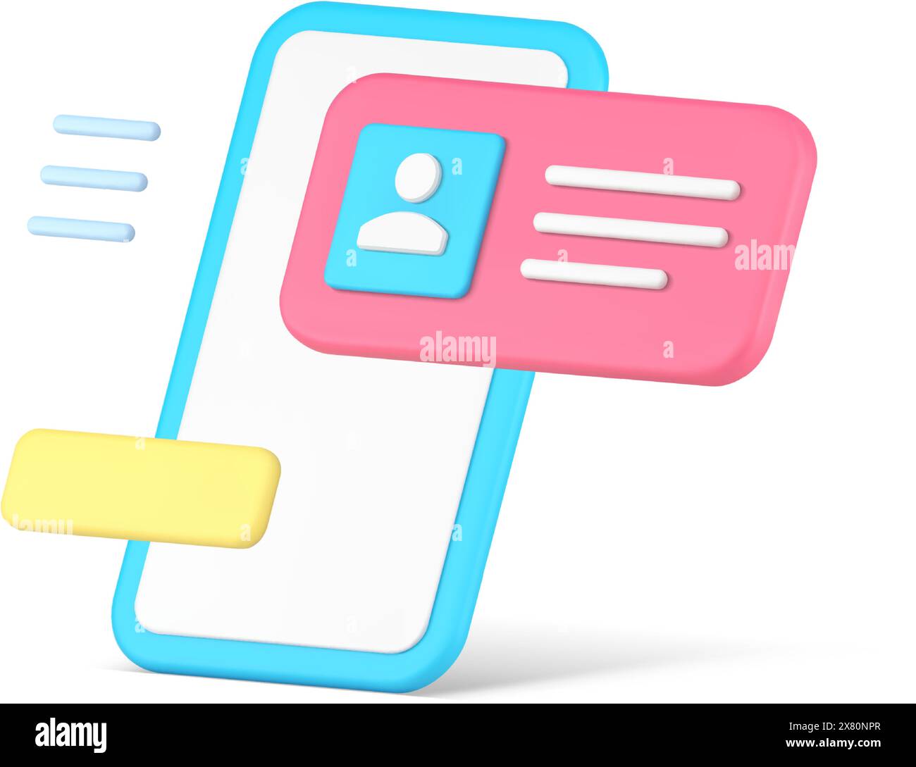 Smartphone user interface menu contact personal identification information button realistic 3d icon vector illustration. Mobile phone quick tips cyber Stock Vector