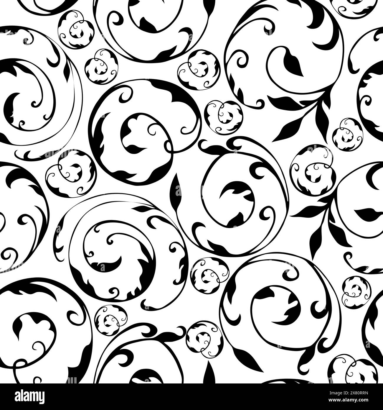 Seamless floral swirl leaves pattern Stock Vector