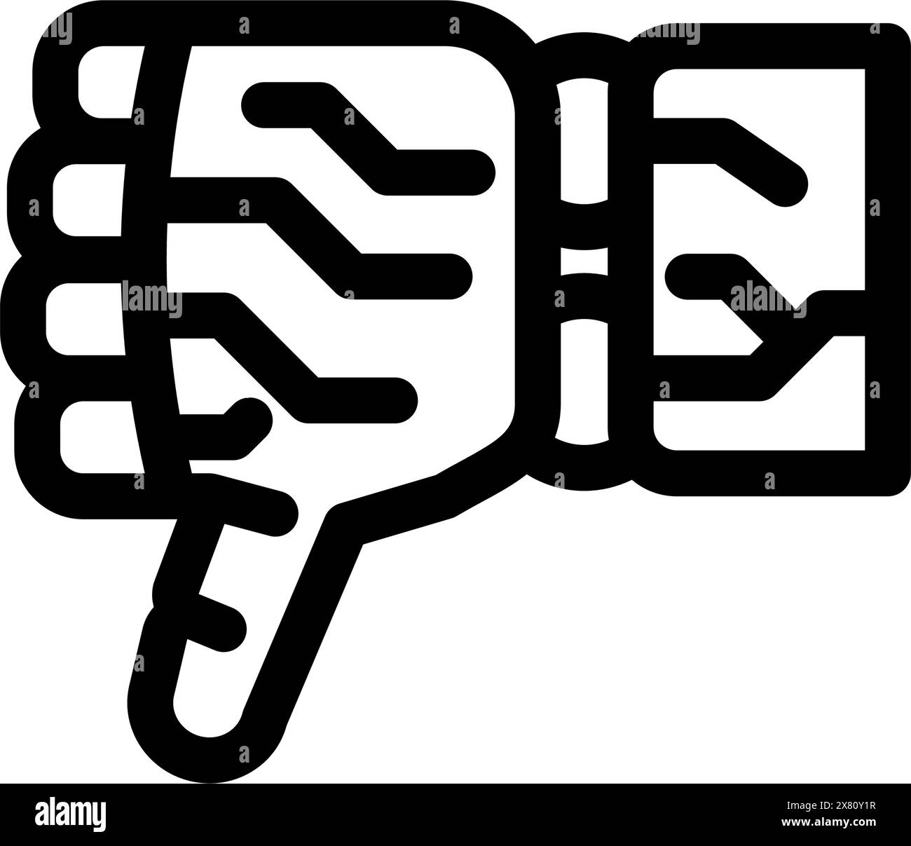 thumb down robot hand gesture line icon vector illustration Stock ...
