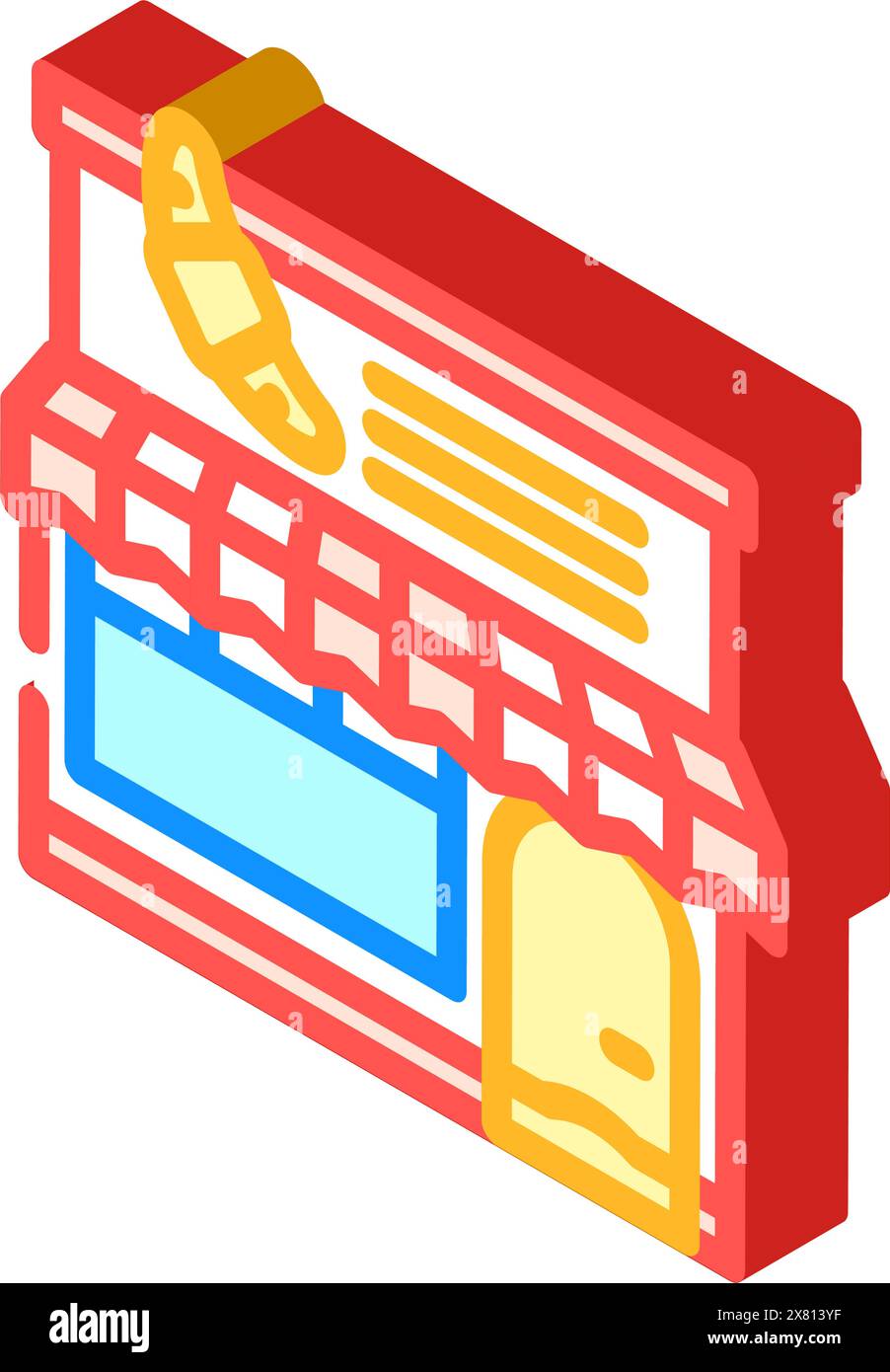 bakery cafe street isometric icon vector illustration Stock Vector ...