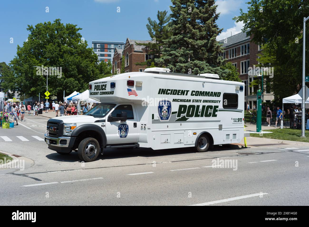 Michigan State University campus police Incident Command truck at an art fair on campus Stock Photo