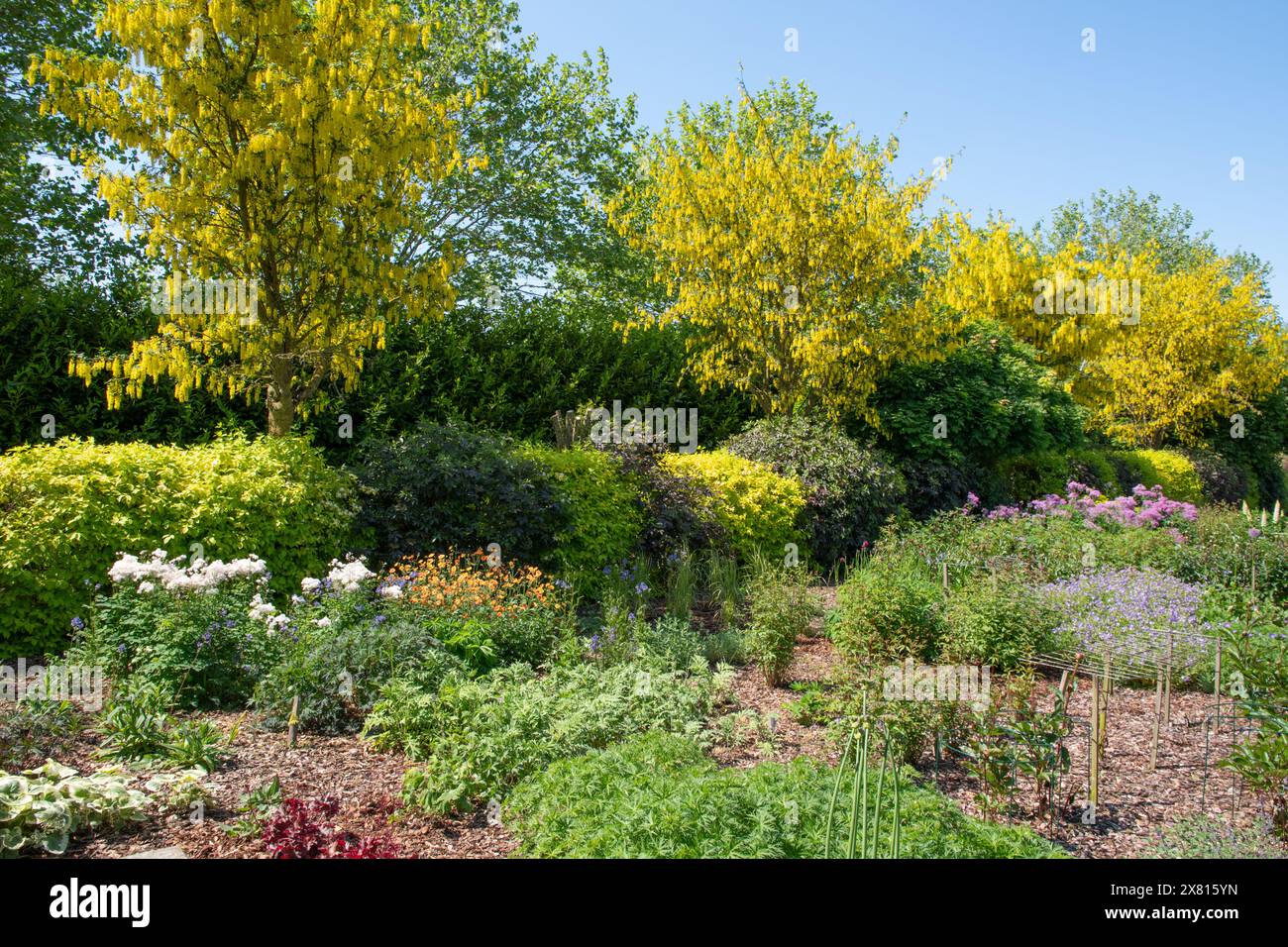 The June Garden at Breezy Knees Gardens Stock Photo